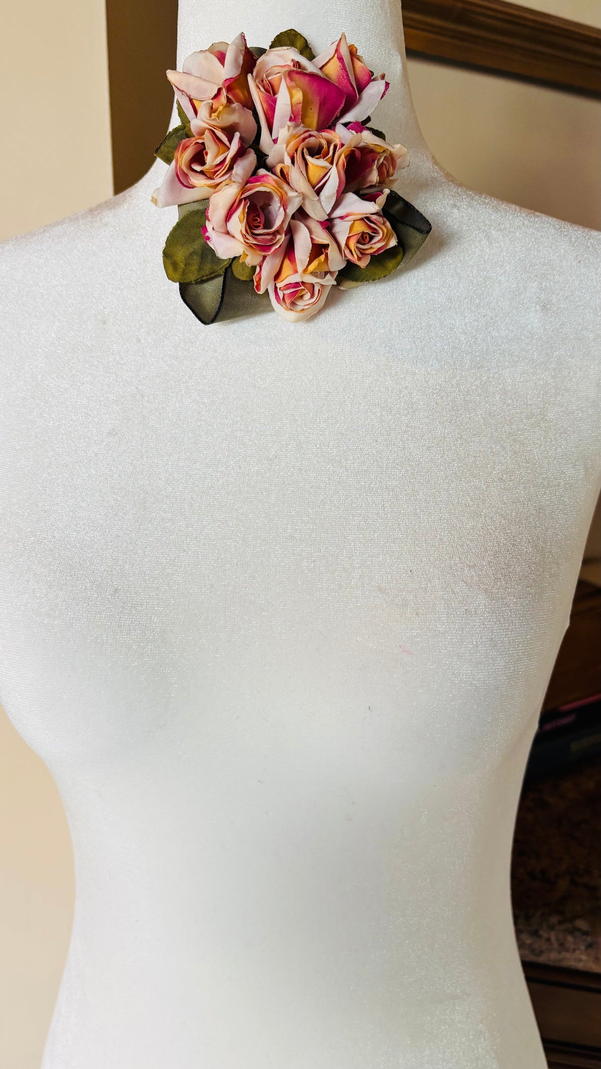 Mary Ellen Apricot Vintage Rosebuds Brooch & Clip, 4"