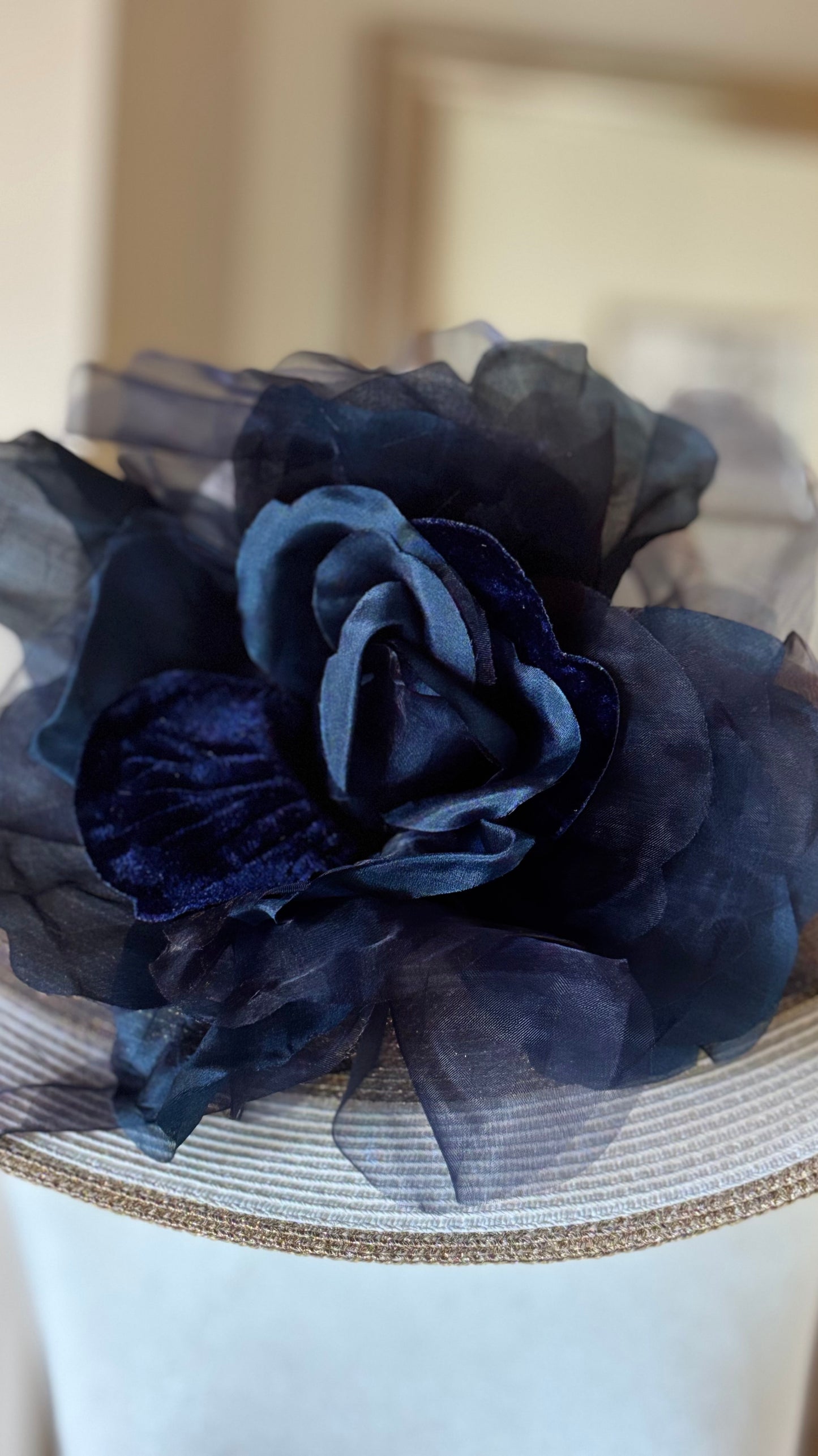 Karin's Garden 10" "Ariana" Rose Pink Silk & Velvet Organza Rose Pin & Clip. A Statement Flower