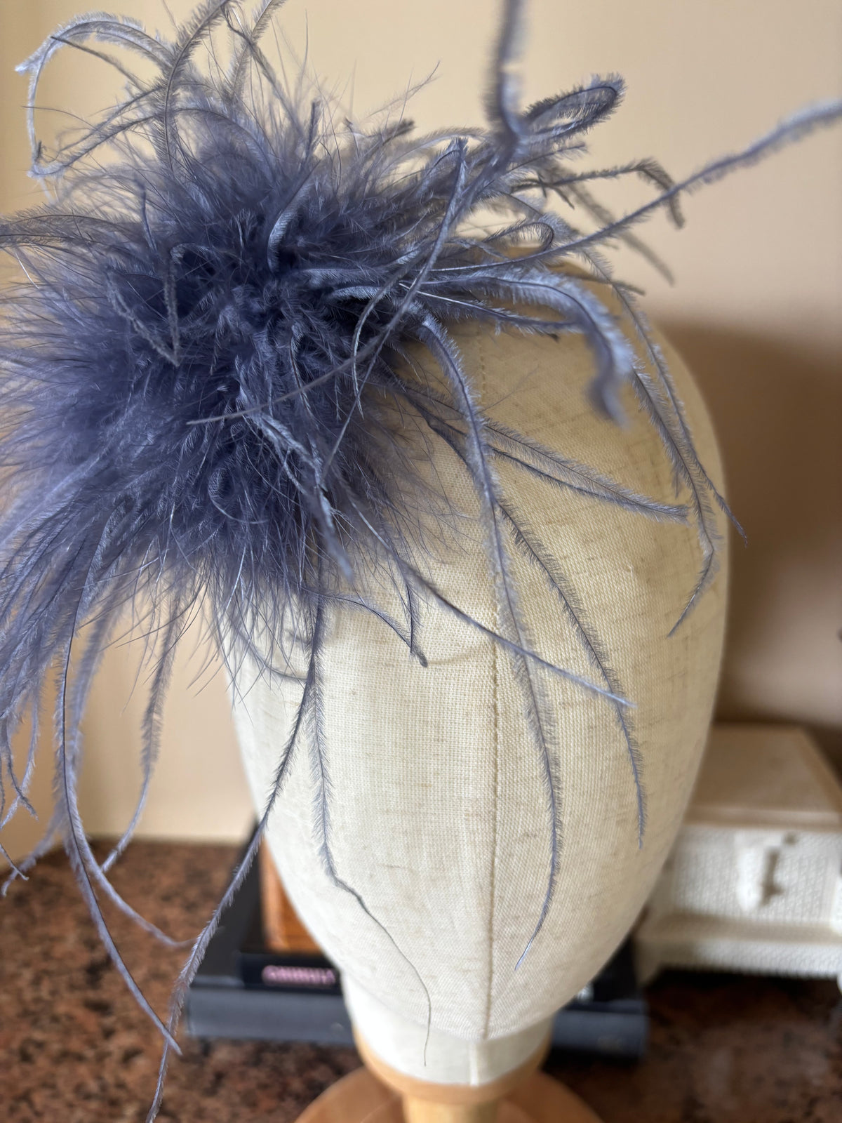 Dietrich Petite Black Ostrich Pin & Clip