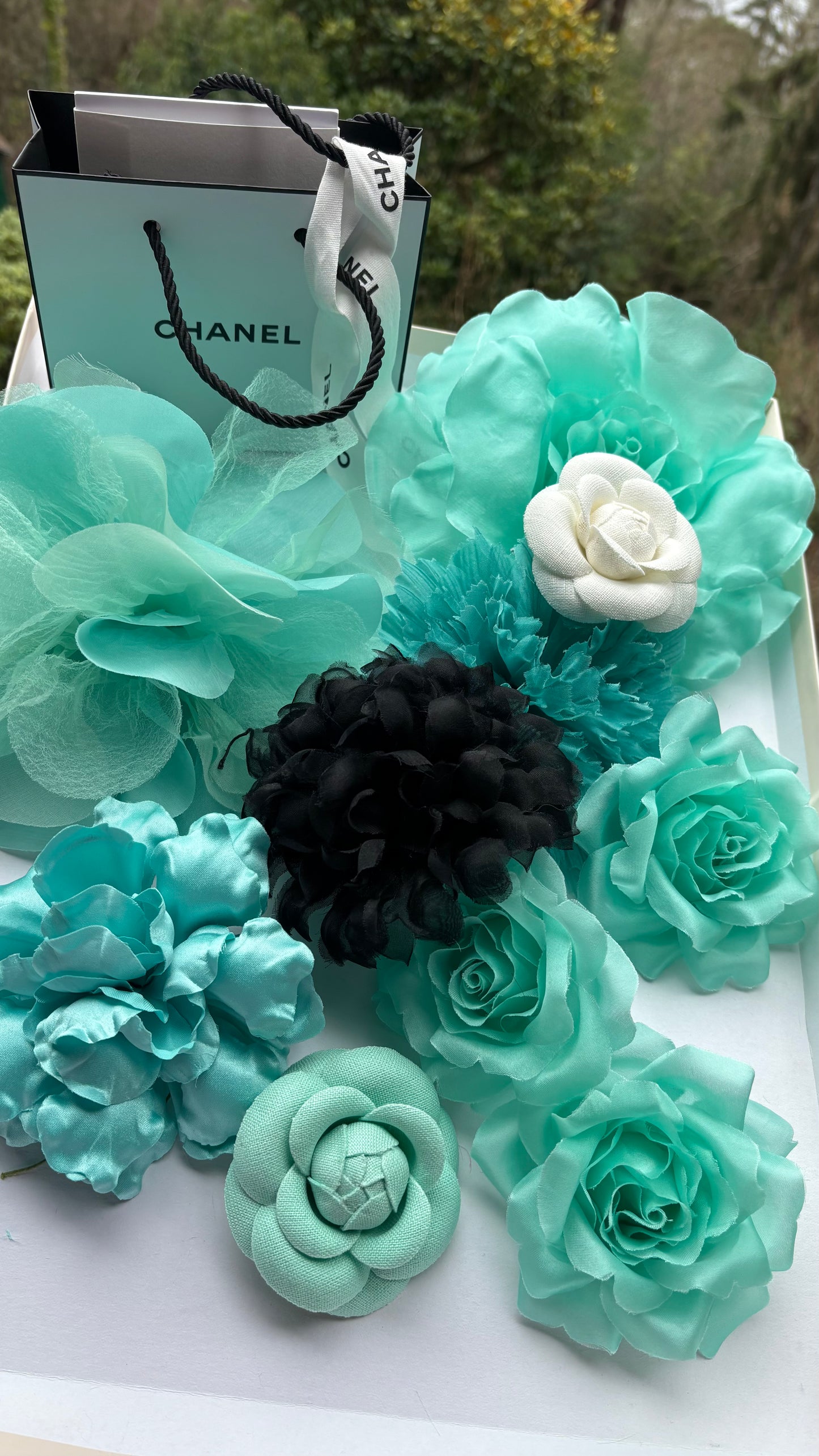 Karin's Garden "Beth" 3.5" Aqua Silk Rose Pin Brooch and Clip. Handmade in the USA. Pin or Clip into hair, onto dress, lapel, handbag and more.