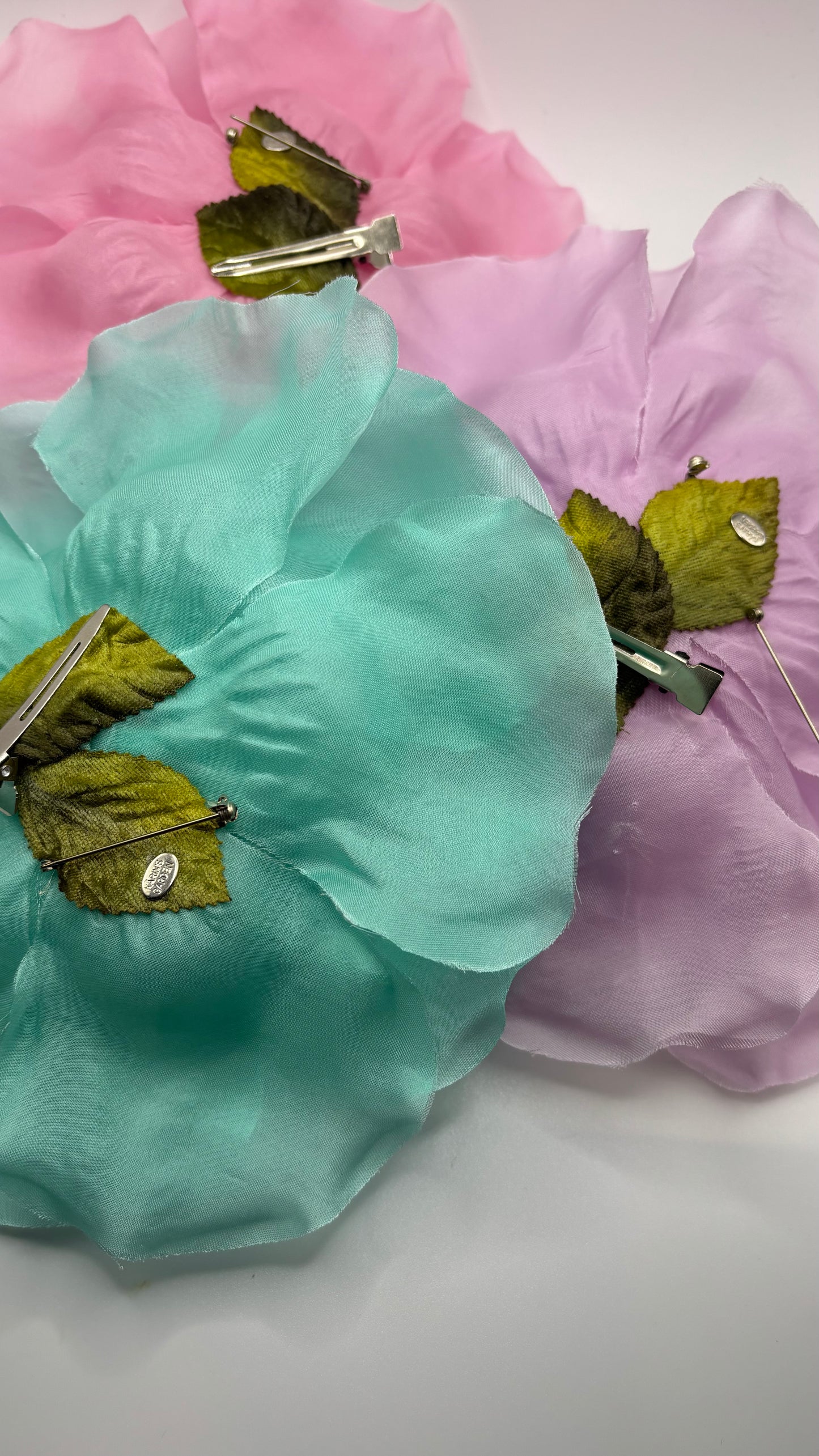 Jolie Aqua Silk Cabbage Rose Pin & Clip, 8"