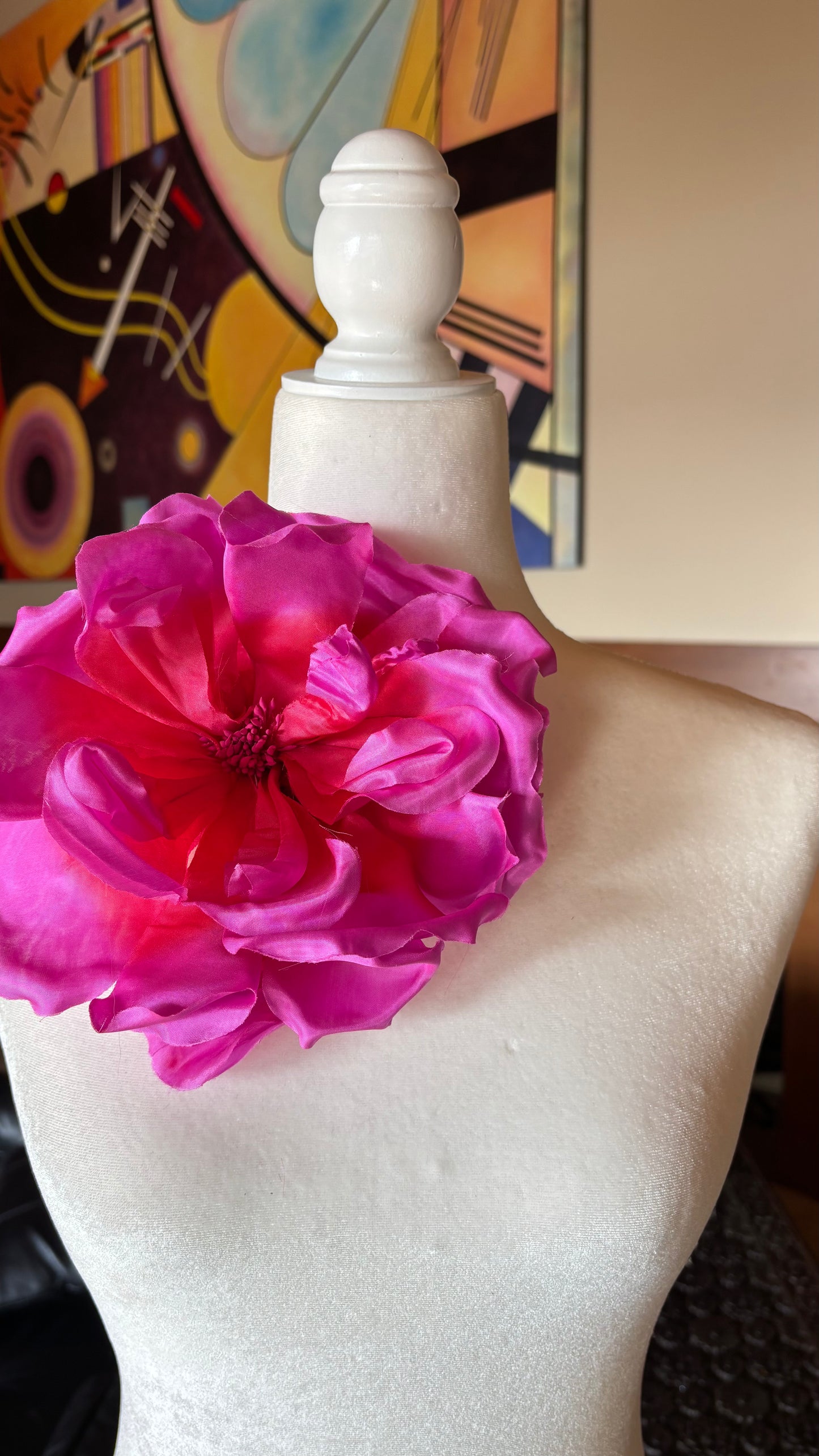 Valentina Navy Silk Blend Cabbage Rose Pin & Clip, 8"