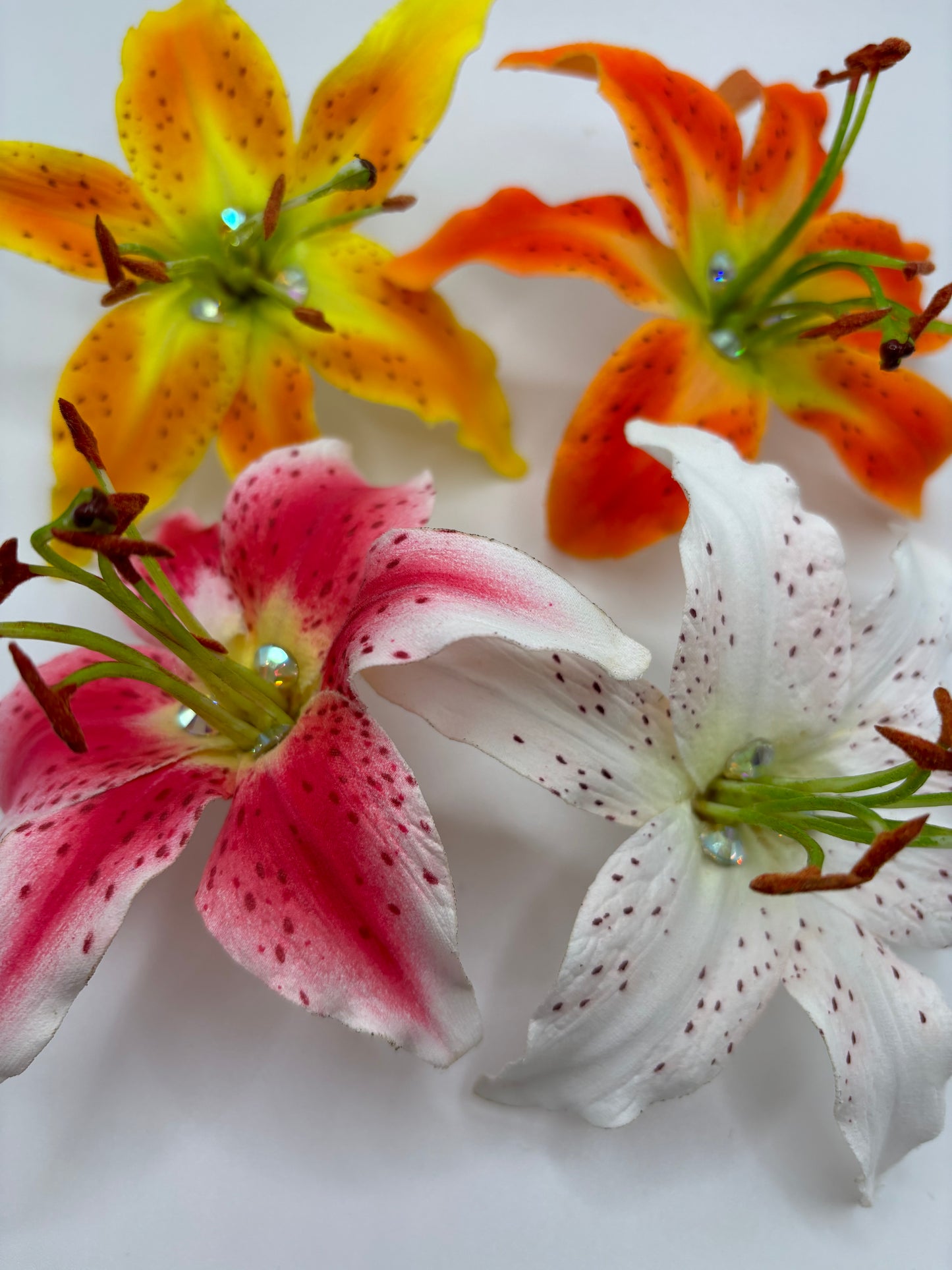 Ophelia Fuchsia Tiger Lily Pinch Clip with Crystals, 3"