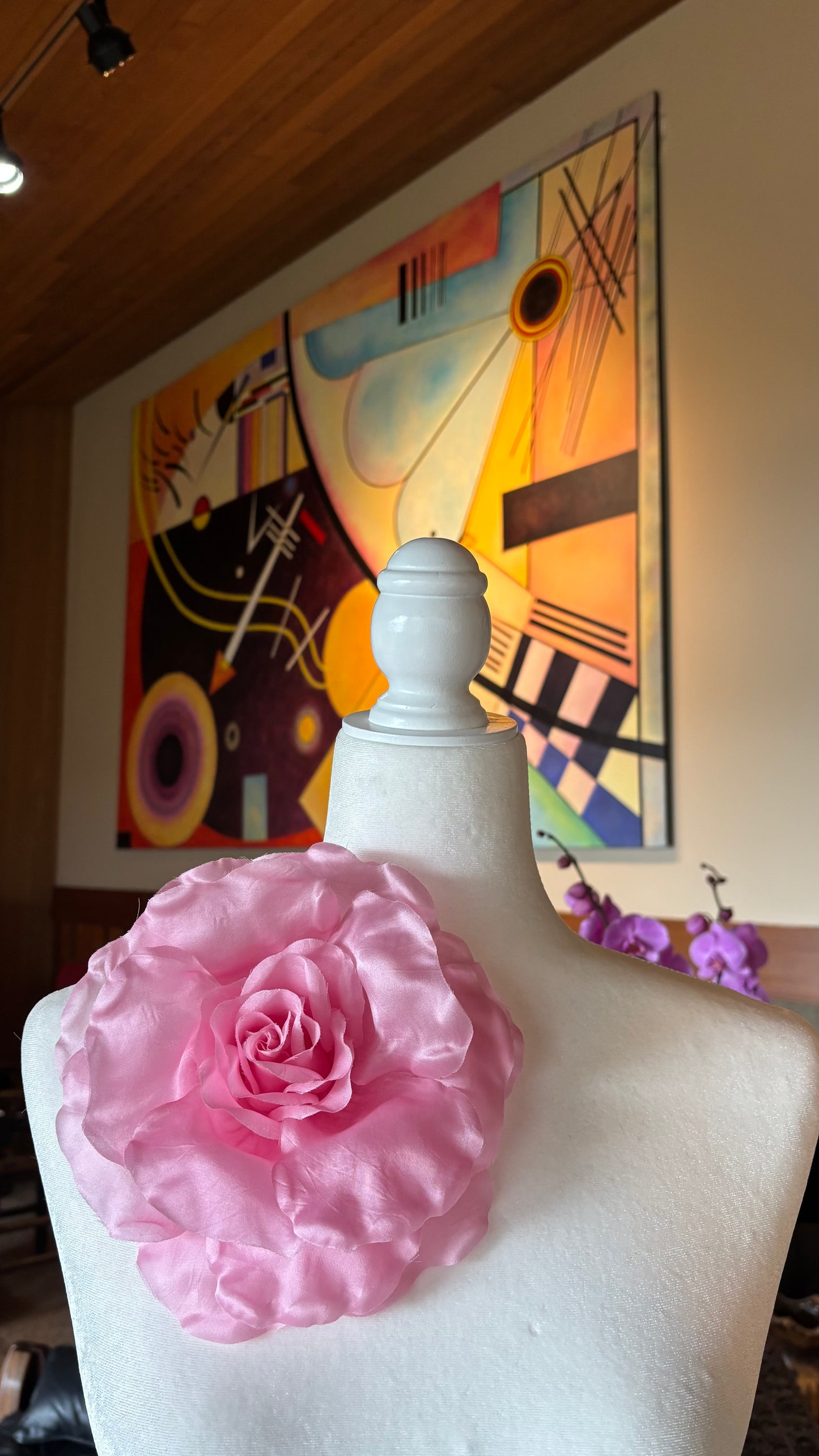 Jolie Pink Silk Cabbage Rose Pin & Clip, 8"