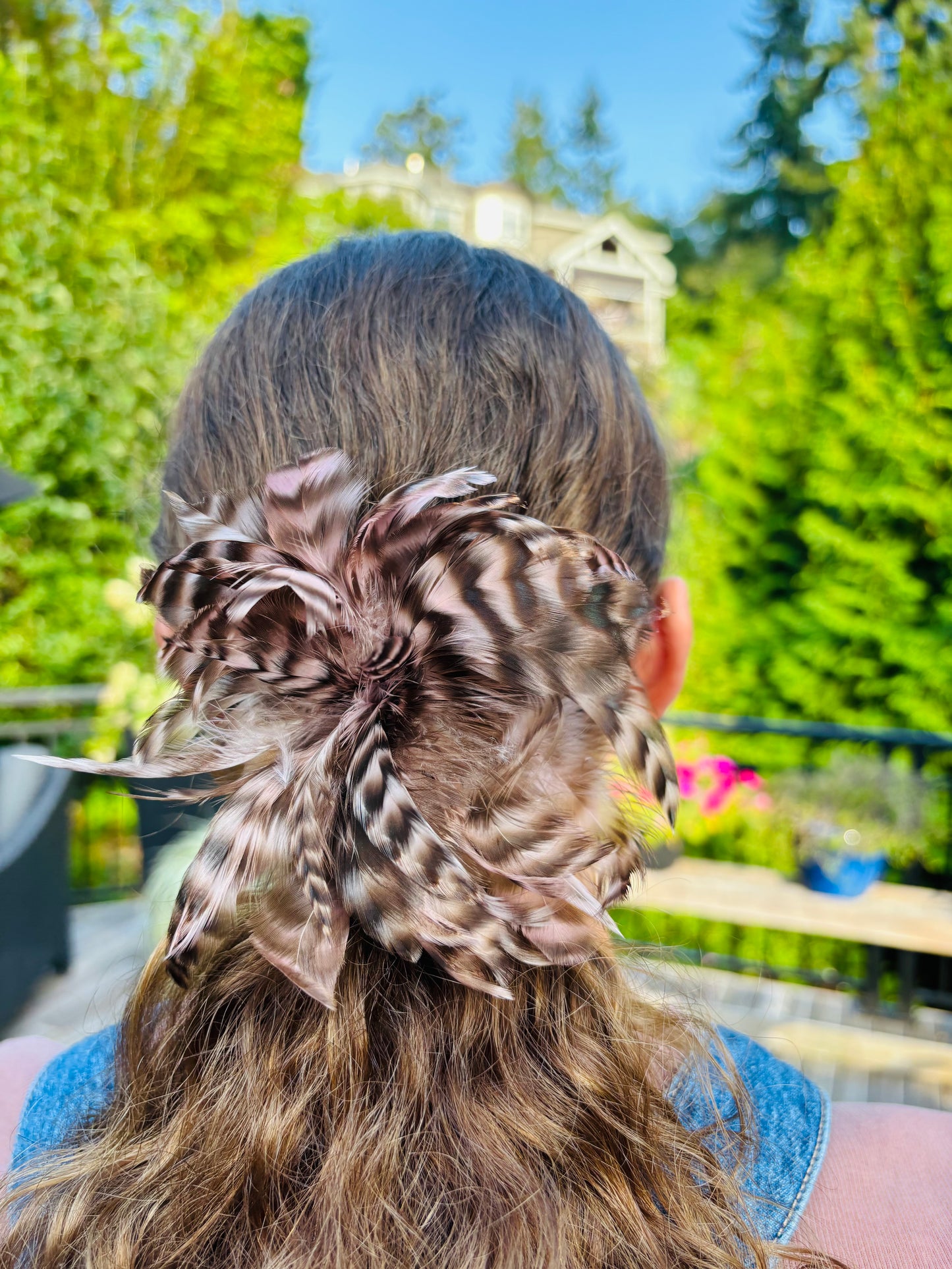 Pink Feather Pin-Clip Duo. Each one is made by hand and varies slightly.