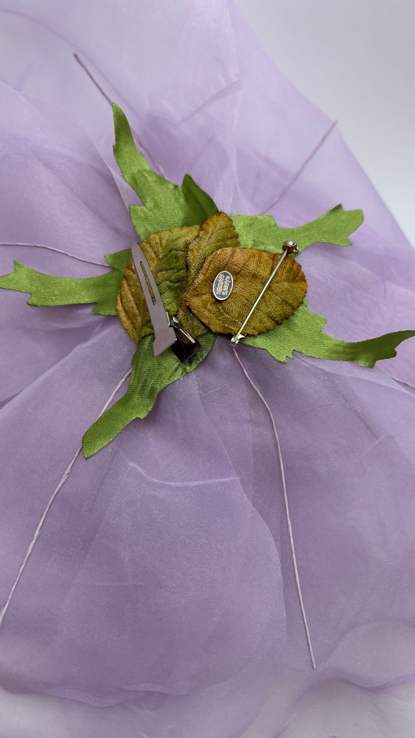 Ariana Powder Blue Silk & Velvet Organza Rose Pin & Clip, 10"
