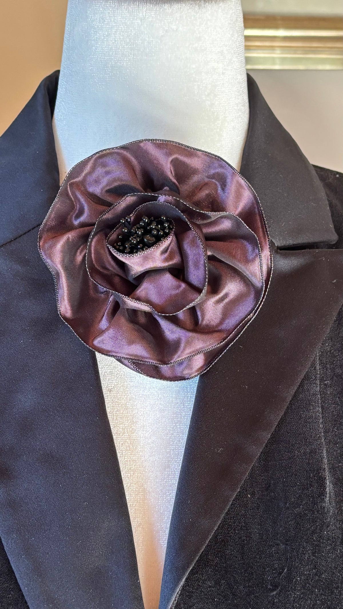 Francesca Petite Plum French Taffeta Flower Pin & Clip, 4"