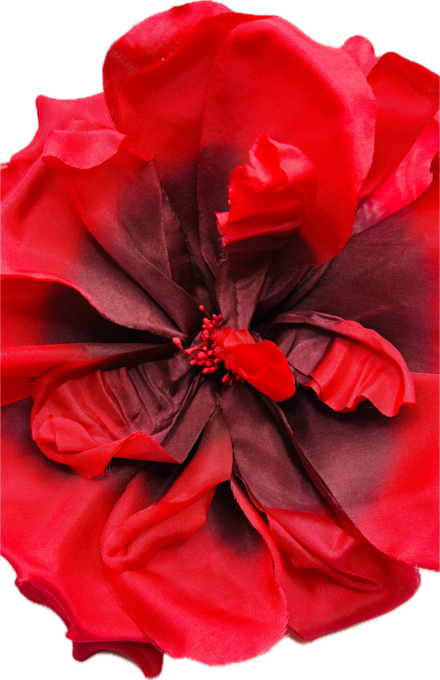 Valentina Red Silk Blend Cabbage Rose Pin & Clip, 8"