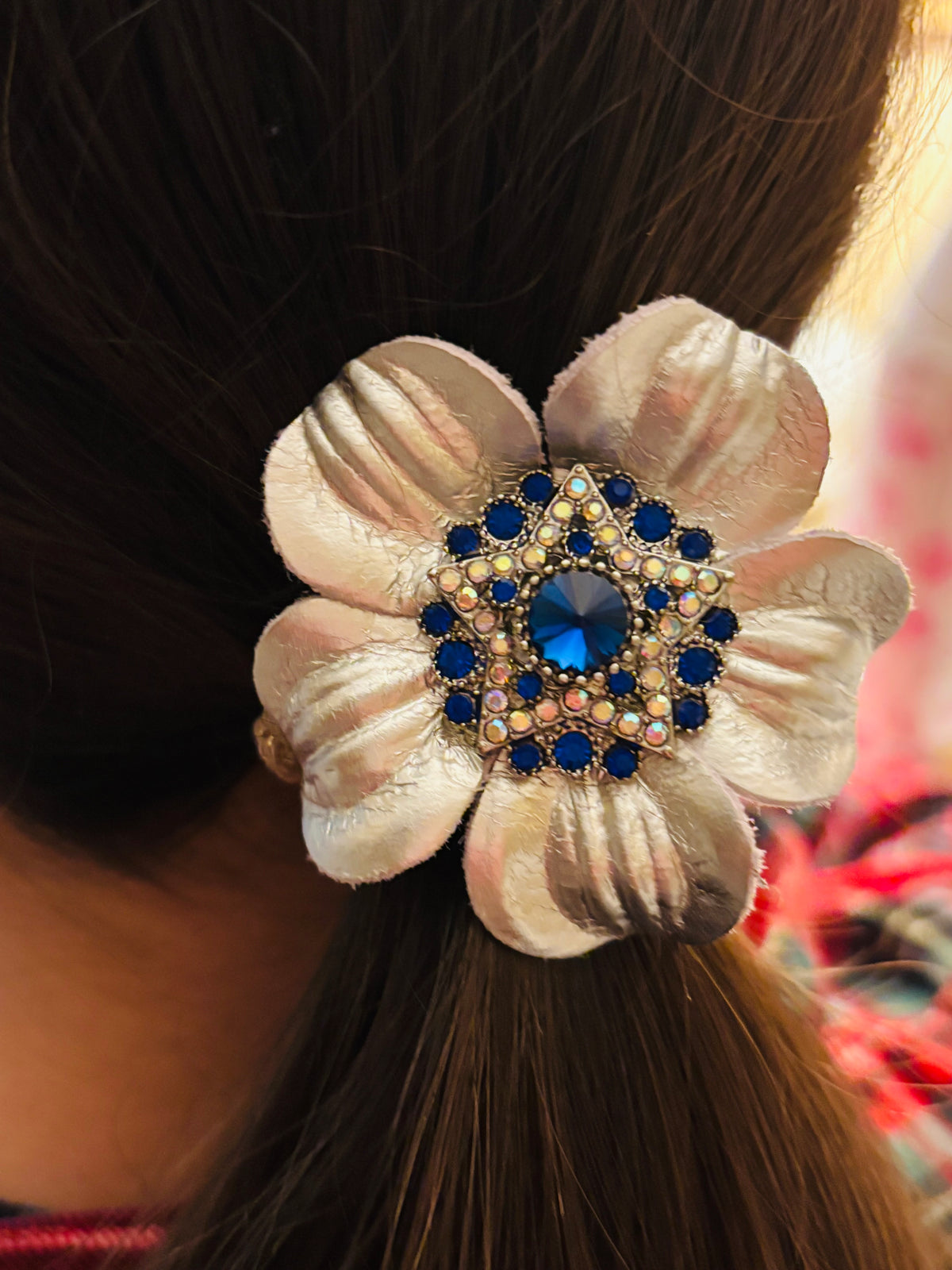 Baby Big Sky Rodeo Glam Silver Leather Crystal Star Pin & Clip, 2 1/4"