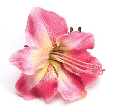 Karin's Garden 2 1/2" Pink Amaryllis Petite French Jaw Clip. Made in the USA