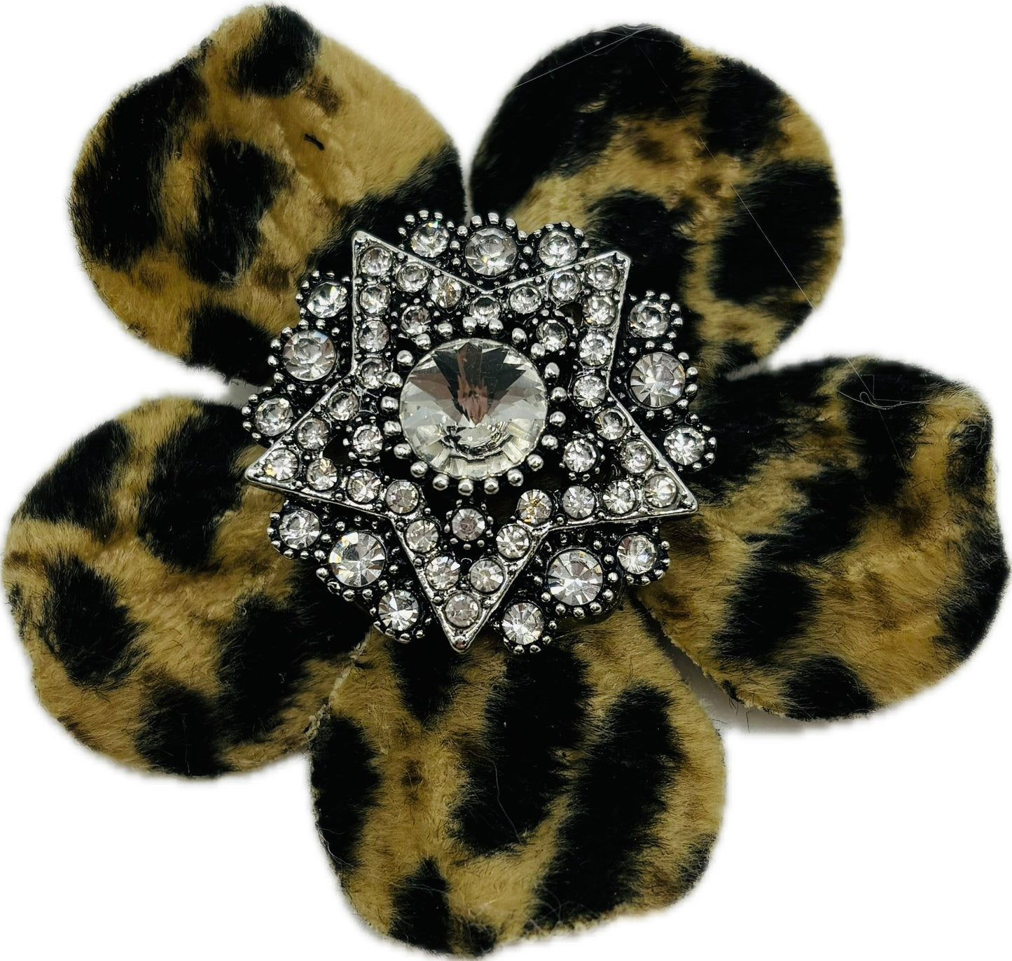 Baby Big Sky Rodeo Glam Faux Fur Leopard Crystal Star Pin & Clip