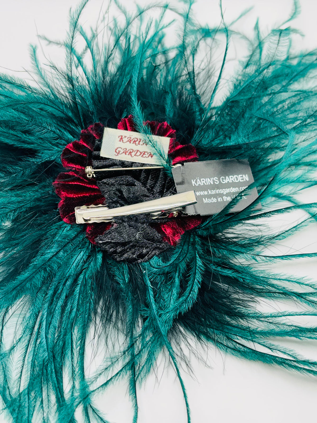 Dietrich Petite Emerald Ostrich Pin & Clip – Handmade
