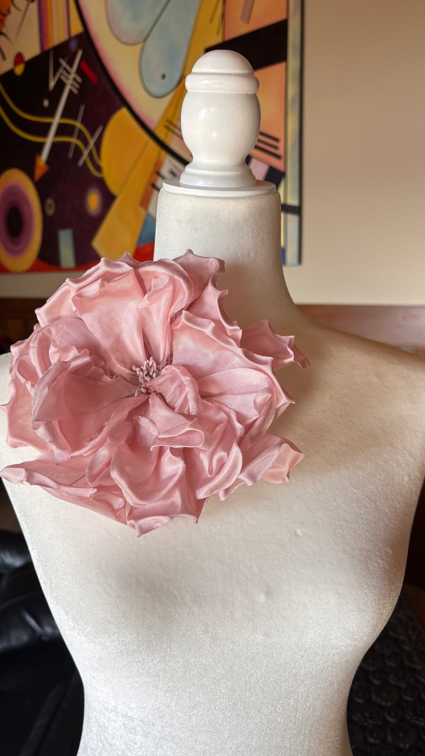 Valentina Pink Silk Blend Cabbage Rose Pin & Clip, 8"