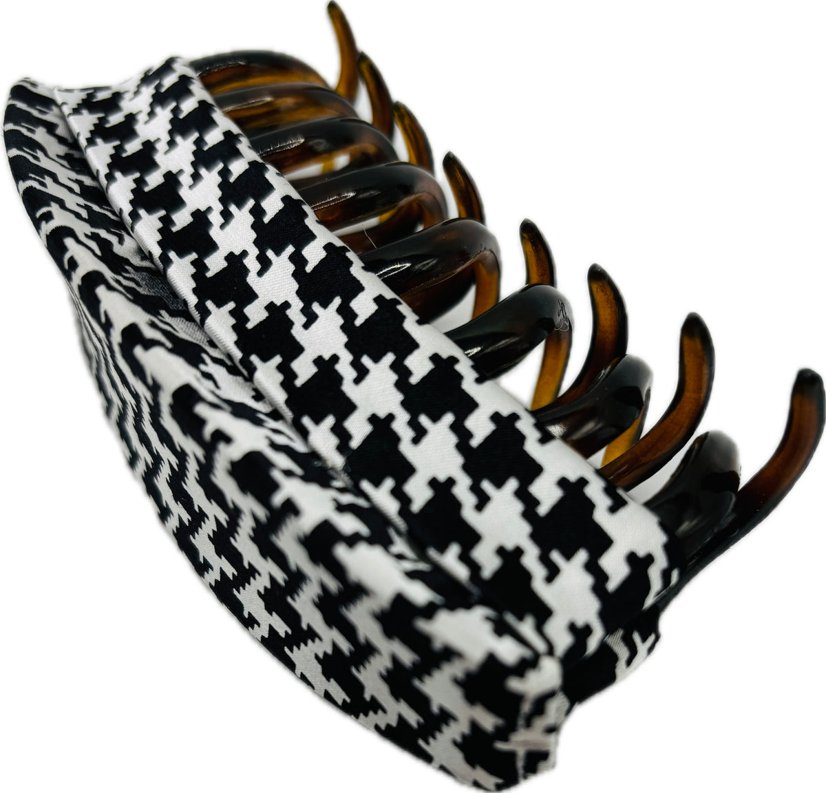 Black & White Houndstooth Silk French Claw Clip, 4 1/2" – Handmade