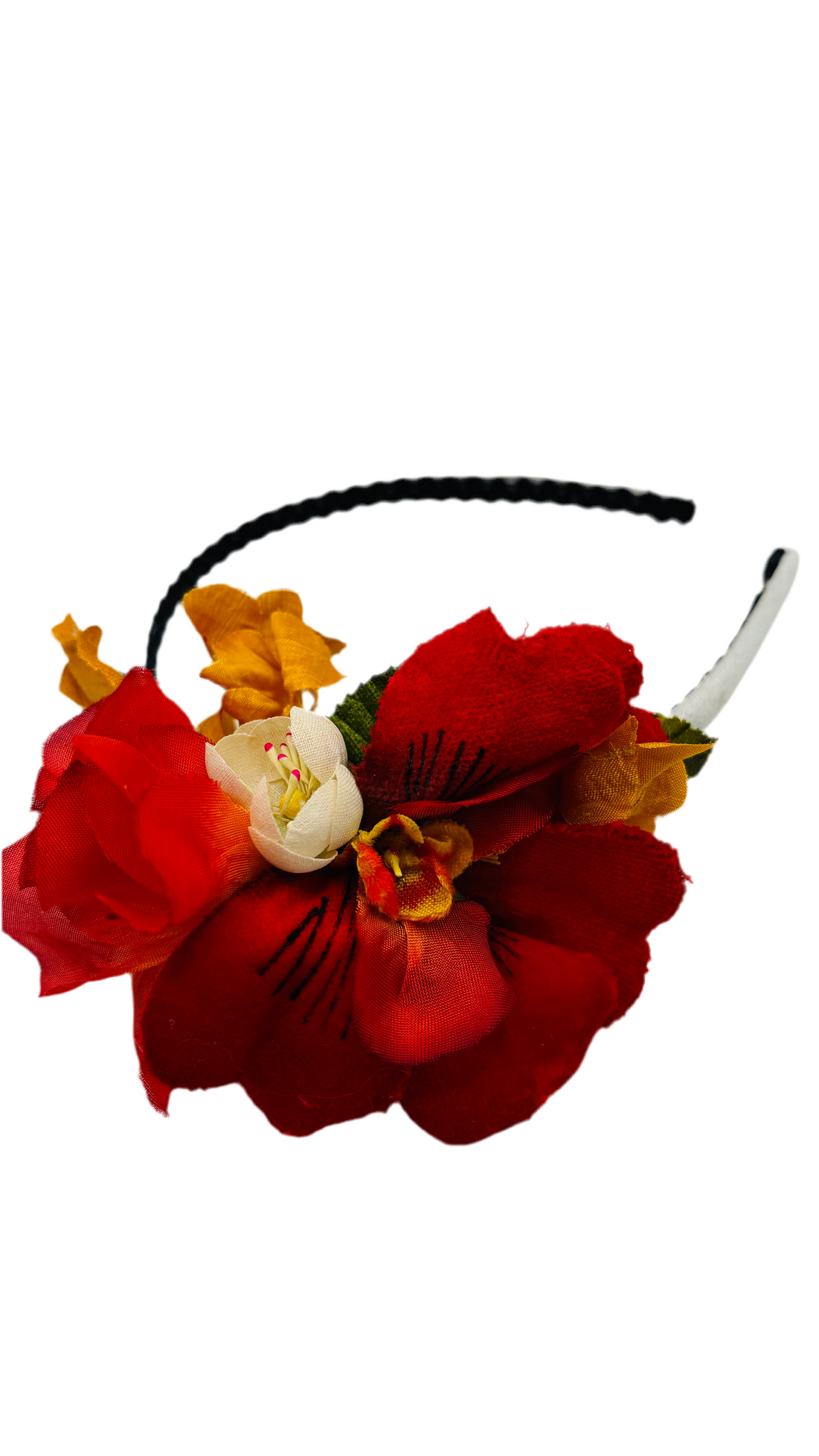 Nasturtium One-of-a-Kind White Silk Dupioni Headband, 3/8"