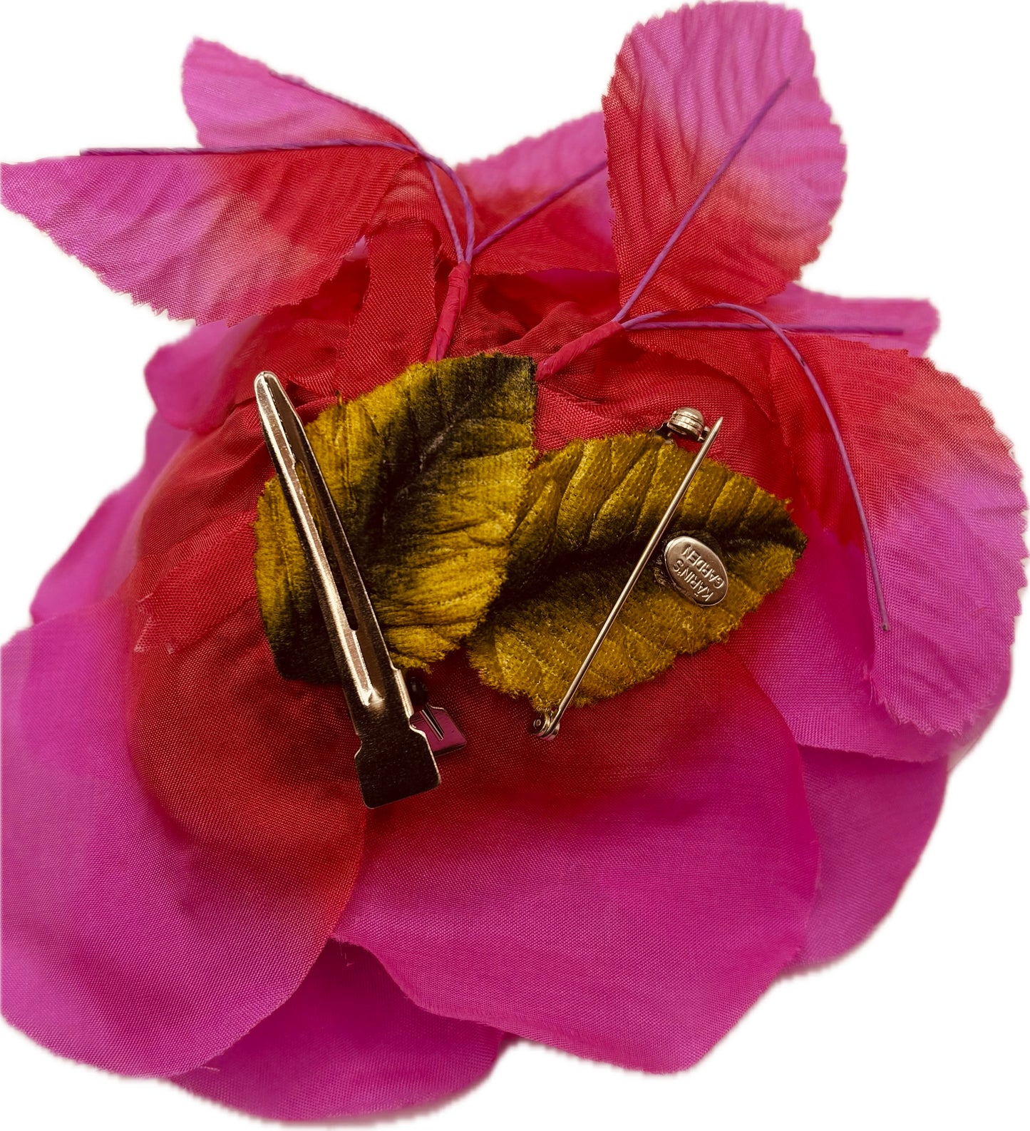 SJP Fuchsia Silk Rose Pin & Clip, 4.5"