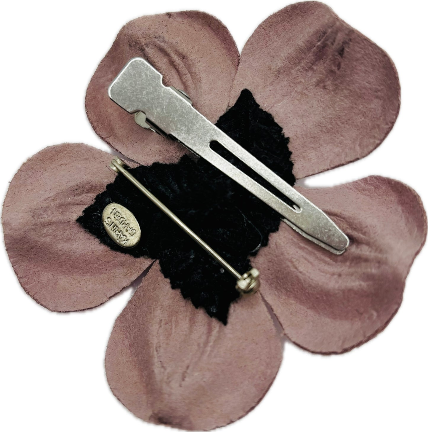 Big Sky Rodeo Glam Pink & Black Leather Crystal Star Pin & Clip, 2 1/2"