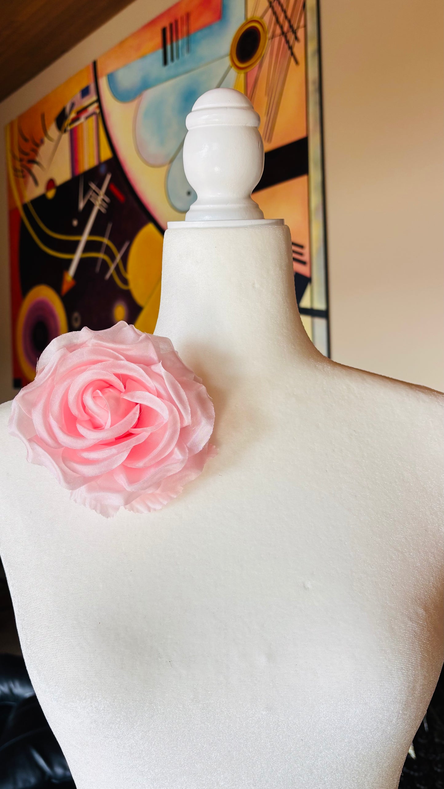 SJP Blush Pink Silk Rose Brooch & Clip, 4.5"