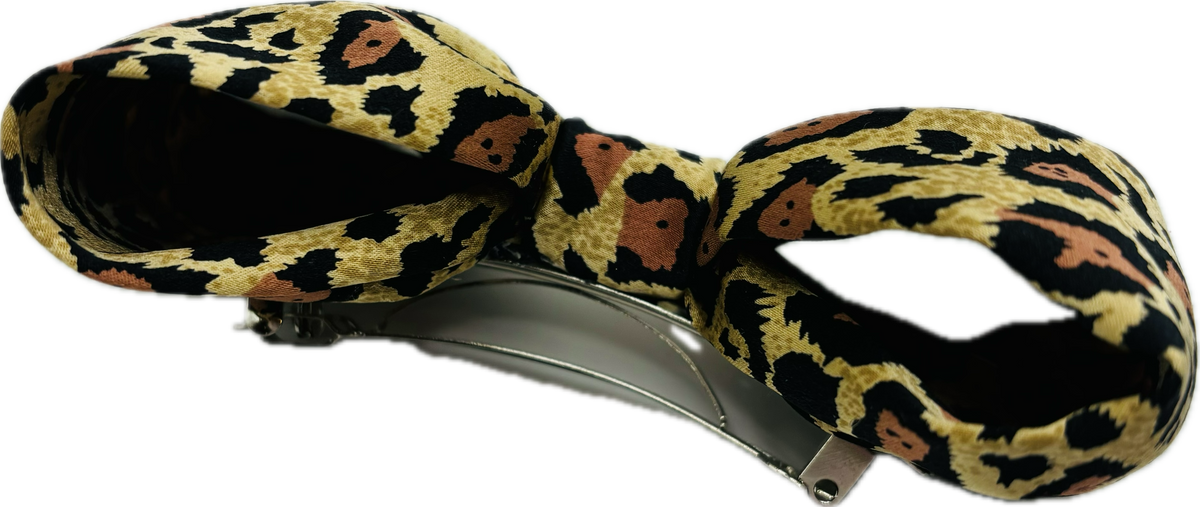 Siena Leopard Print Silk Charmeuse Bow Barrette, 5 1/2"