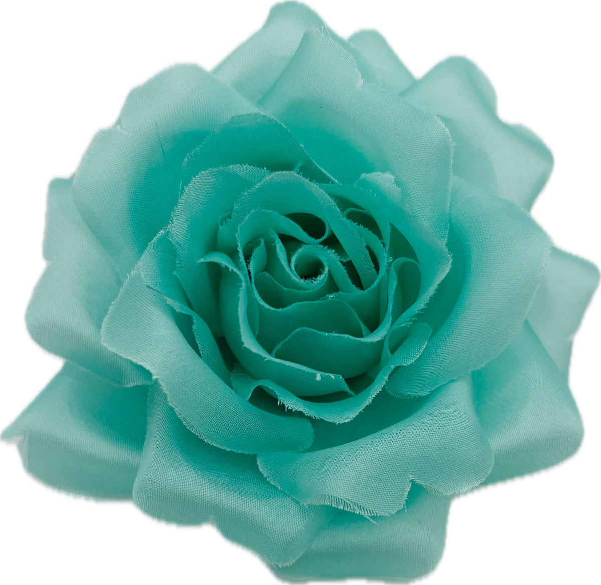 Beth Aqua Silk Rose Pin Brooch & Clip, 3.5" – Handmade