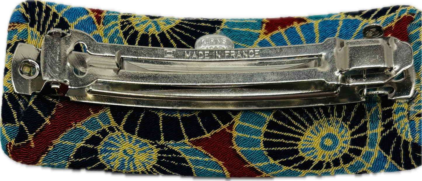 Karin’s Garden “Kimono” 4" Barrette. Hand Made in the USA. Japanese Fabric, French Barrette