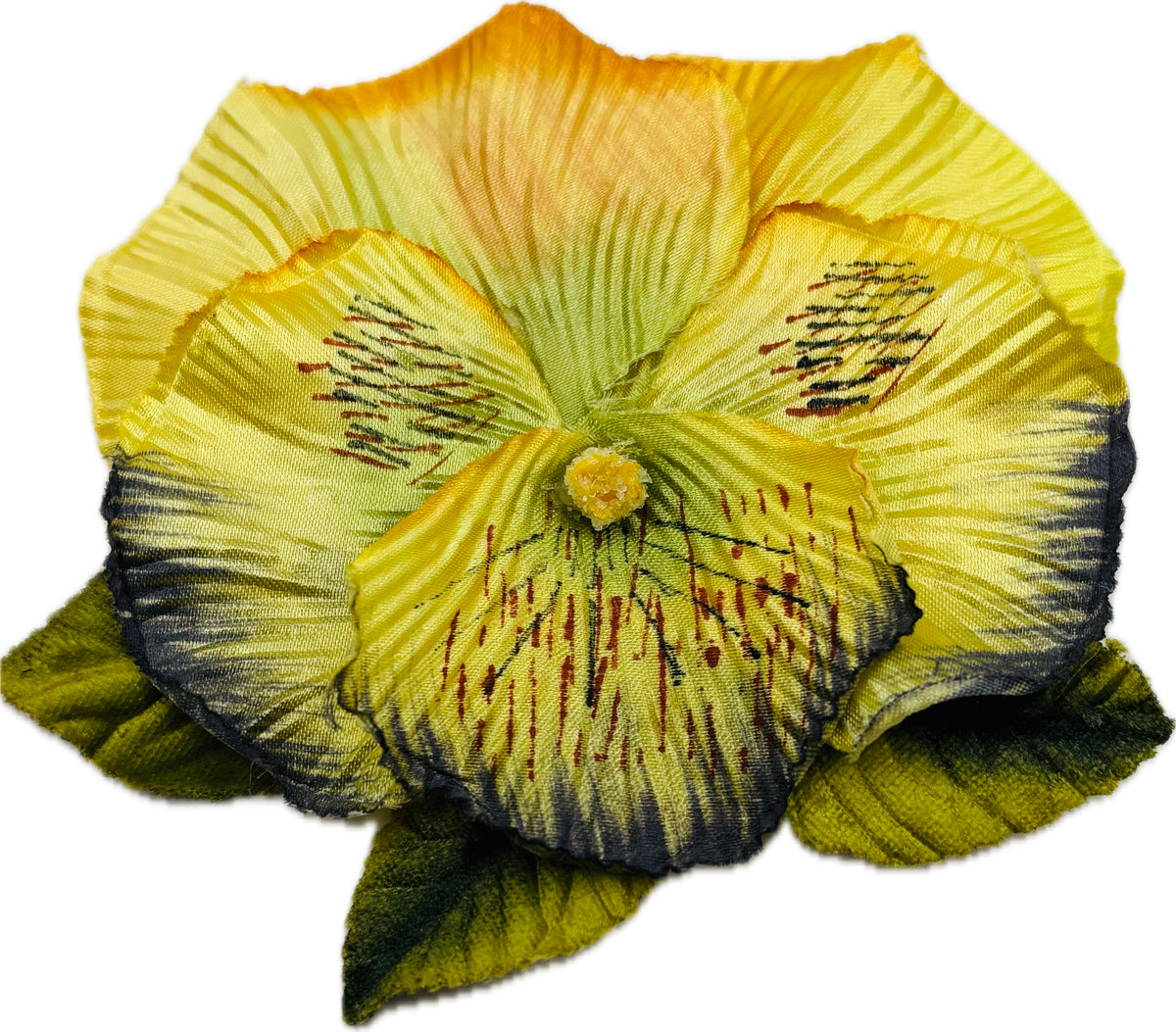 Dakota Blue & Gold Velvet Pansy Pin & Clip, 3.5"