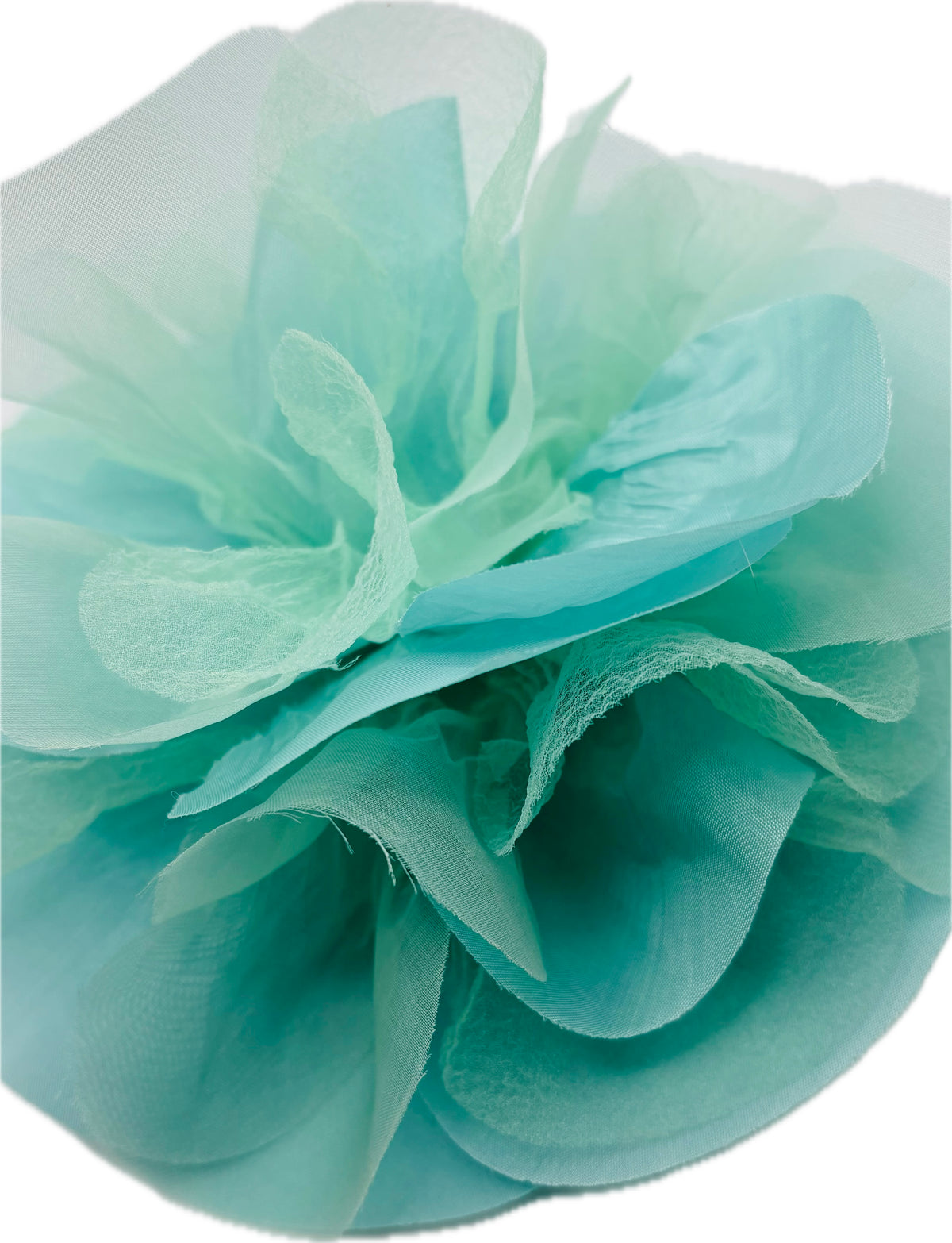 Amelia Aqua Silk Satin Crimped Poppy Pin & Clip, 8" – Handmade