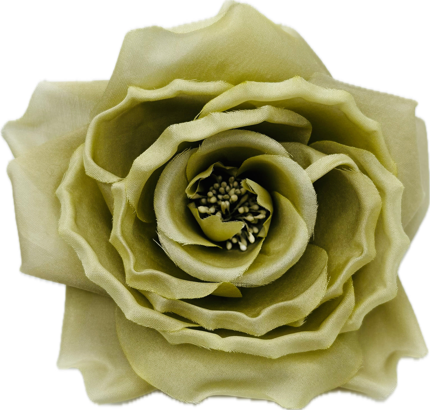 Lainey Pistachio Silk Cabbage Rose Pin & Clip, 4.5"