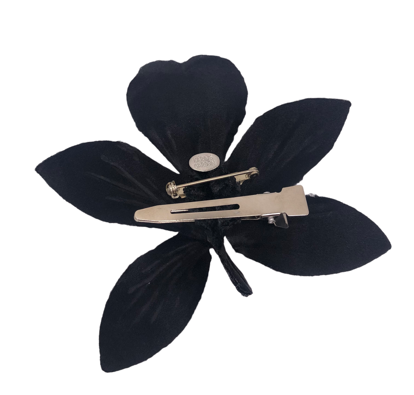 Karin’s Garden 3” Black Crushed Velvet Orchid Pin-Clip Duo
