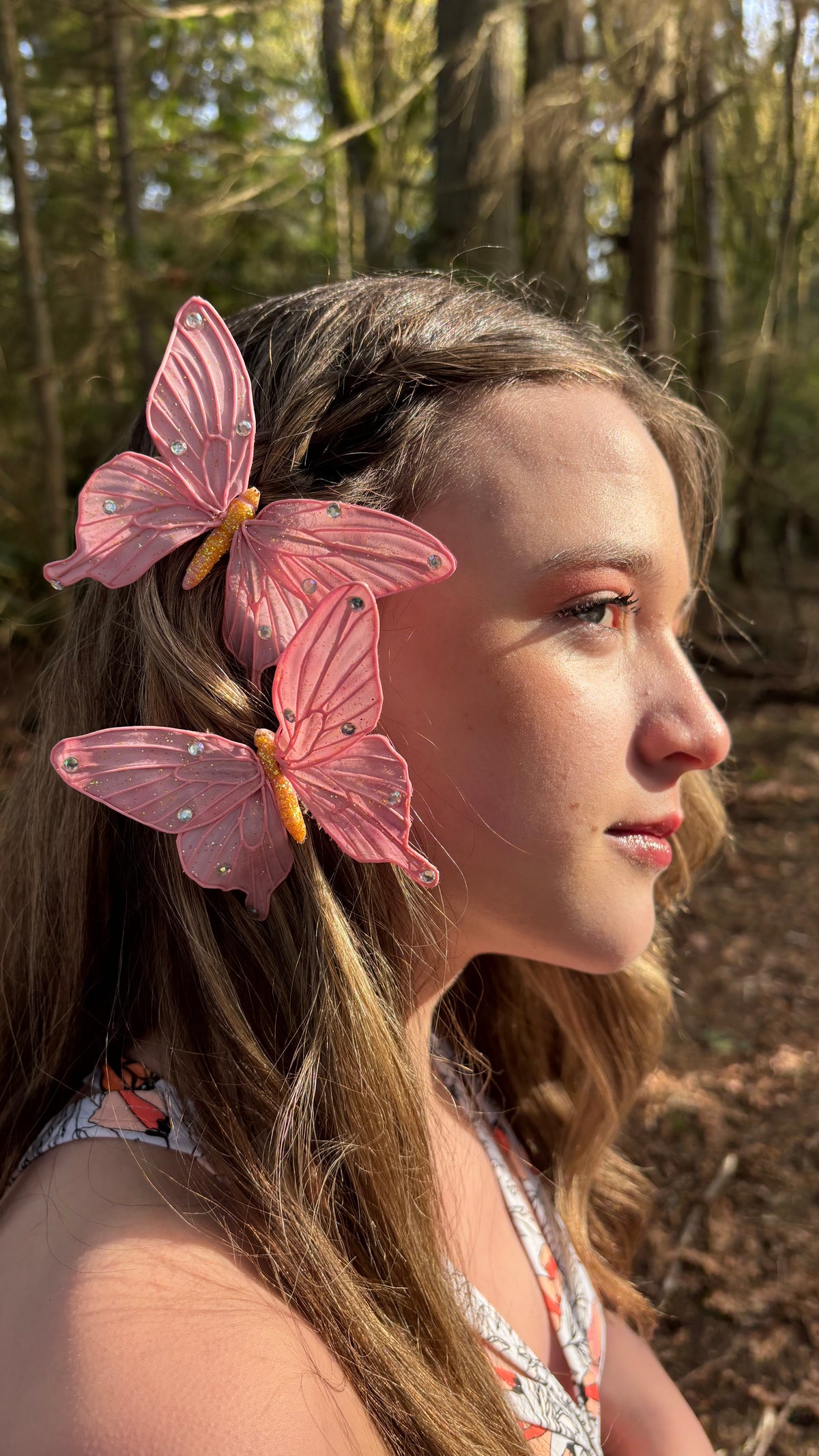 Vanessa Pink Butterfly Clip, 3"