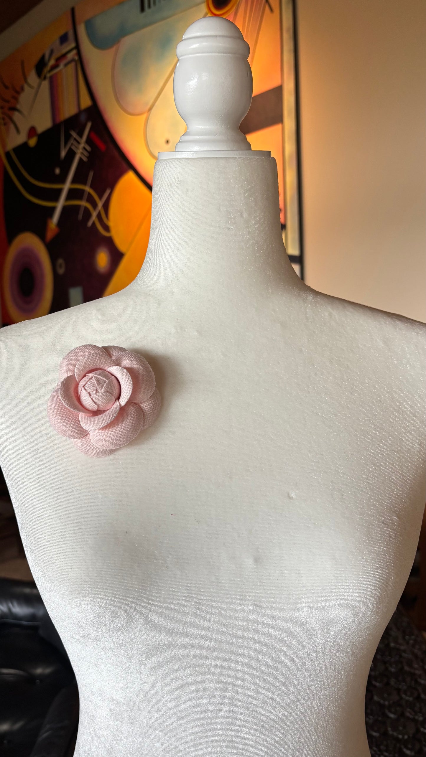 Karin's Garden 3" "Audrey" Classic Linen Camellia Flower Pin Brooch and Clip. Made in the USA