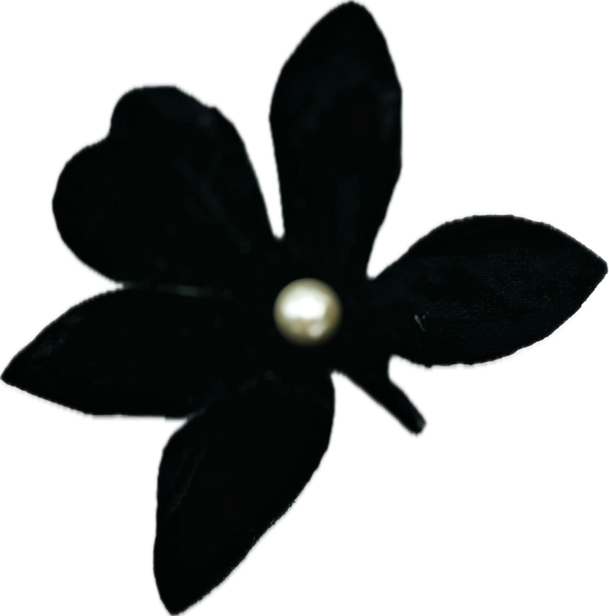 Black Crushed Velvet Orchid Clip with Pearl Center