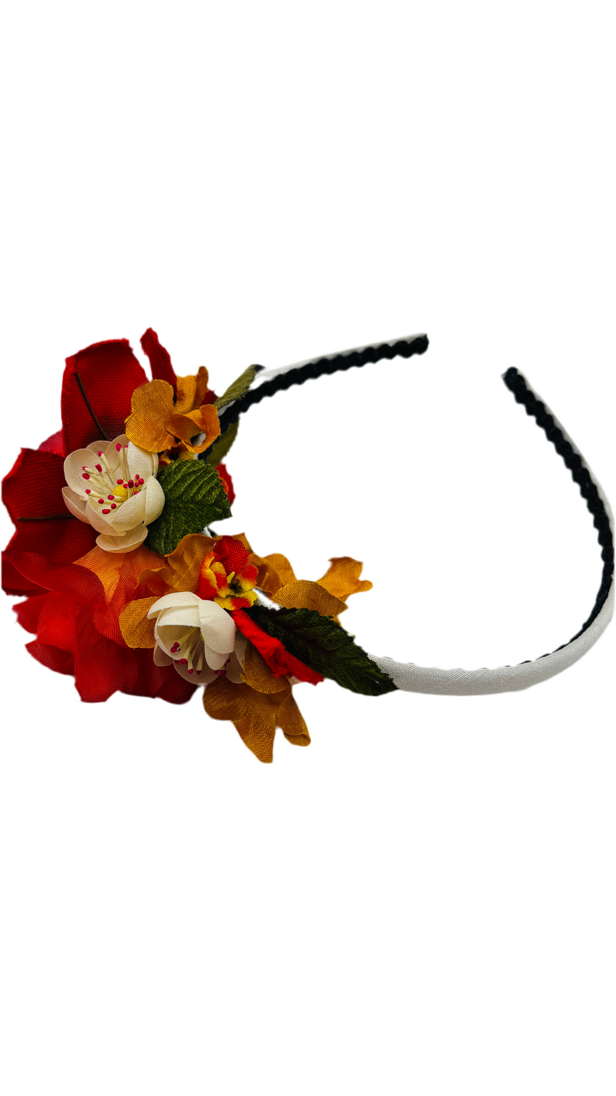 Nasturtium One-of-a-Kind White Silk Dupioni Headband, 3/8"