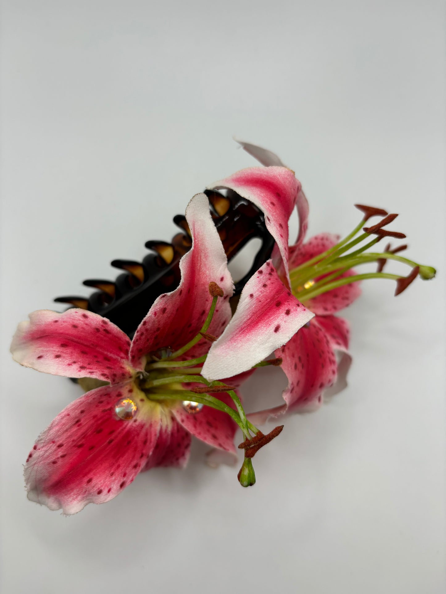Ophelia Fuchsia Tiger Lily Claw Clip with Crystals, 4"