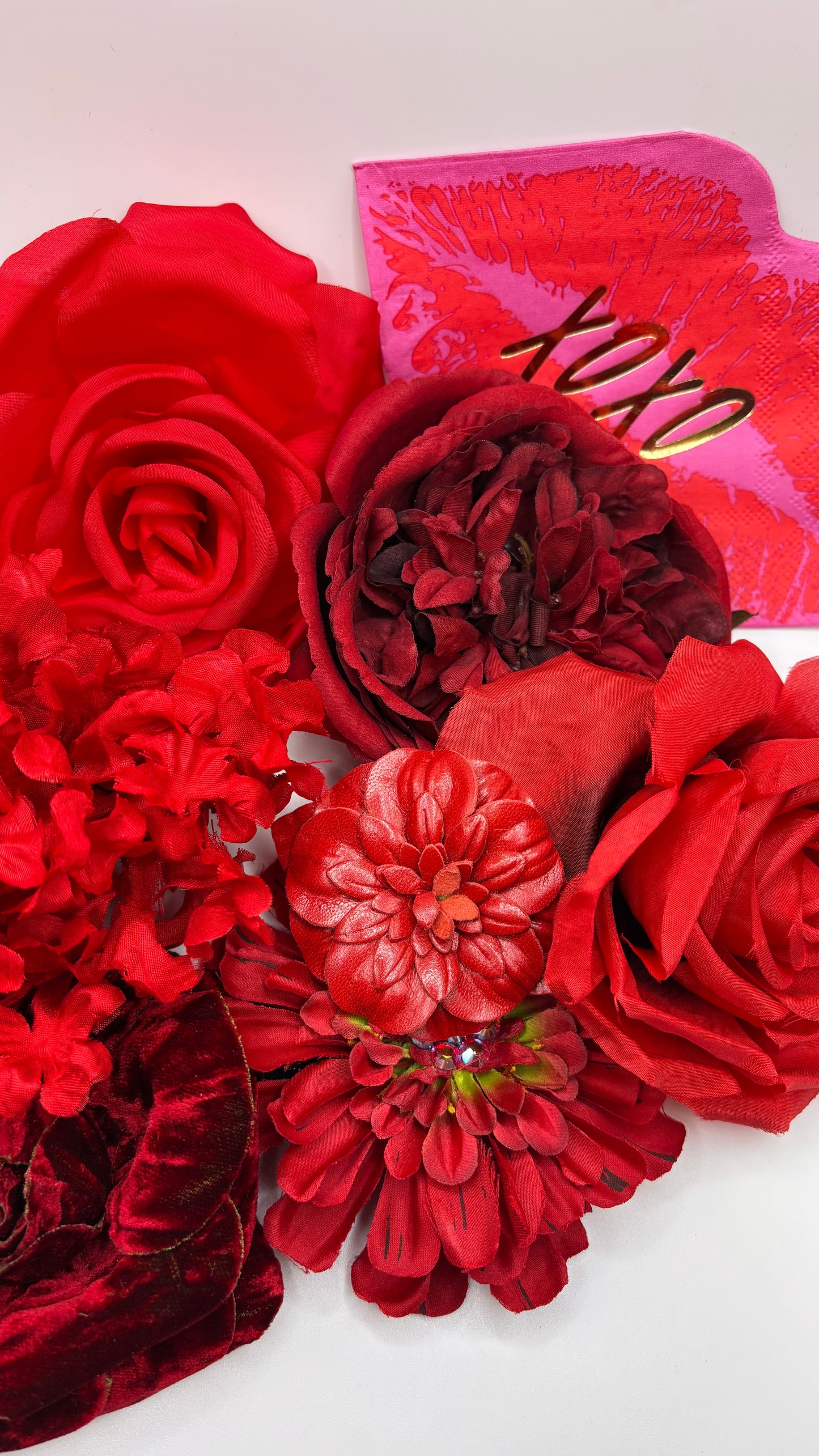 Karin's Garden 4" Red Zinnia Flower Pin Brooch Clip with Crystals