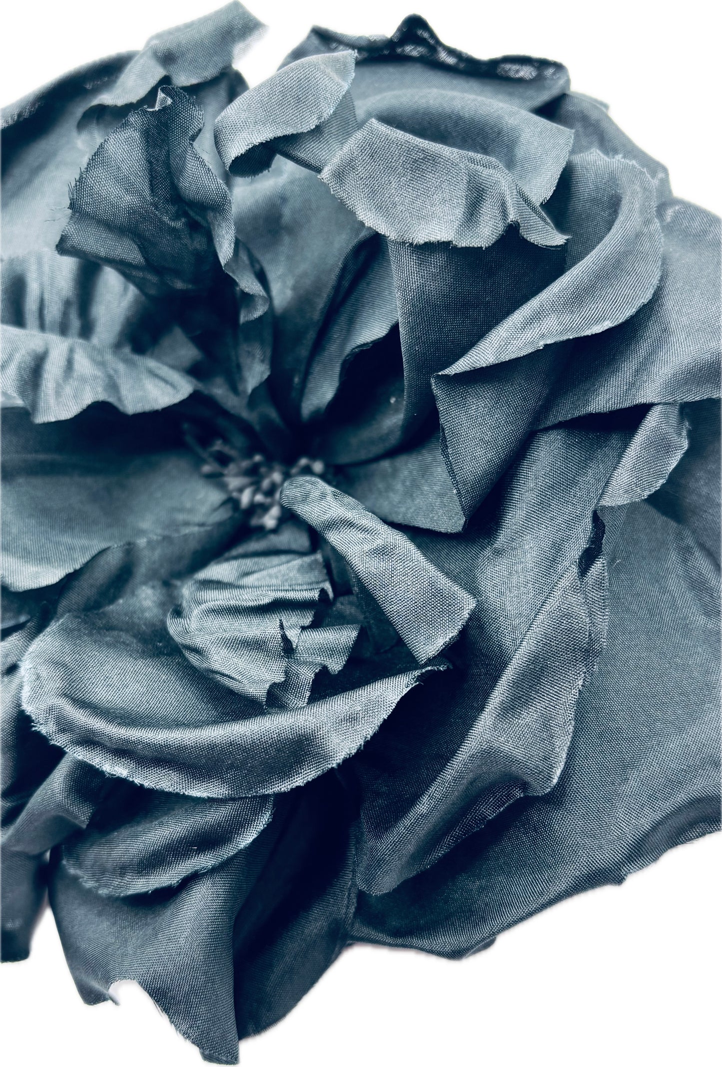 Valentina Black Silk Blend Cabbage Rose Pin & Clip, 8"