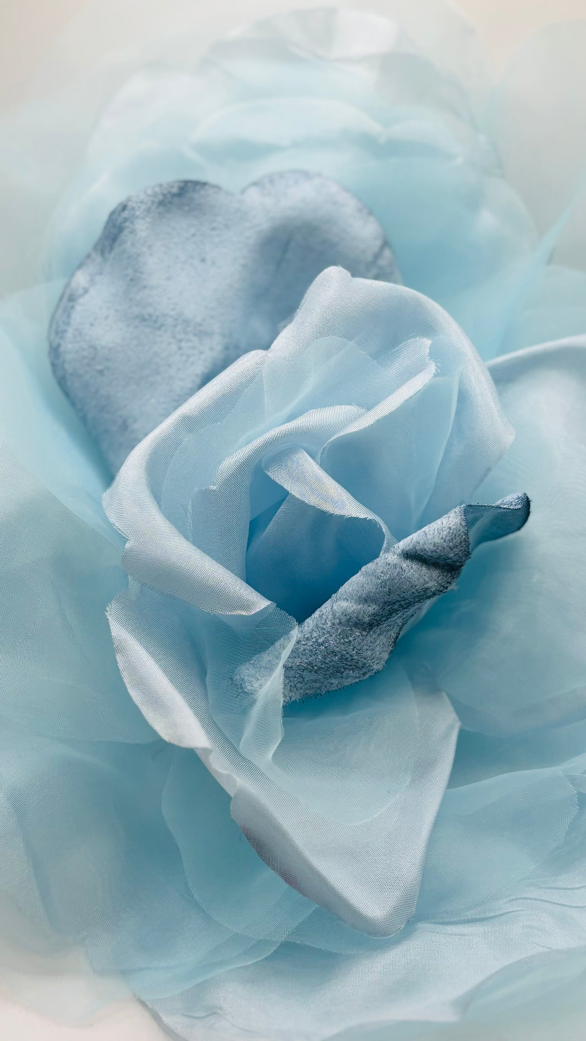 Ariana Powder Blue Silk & Velvet Organza Rose Pin & Clip, 10"