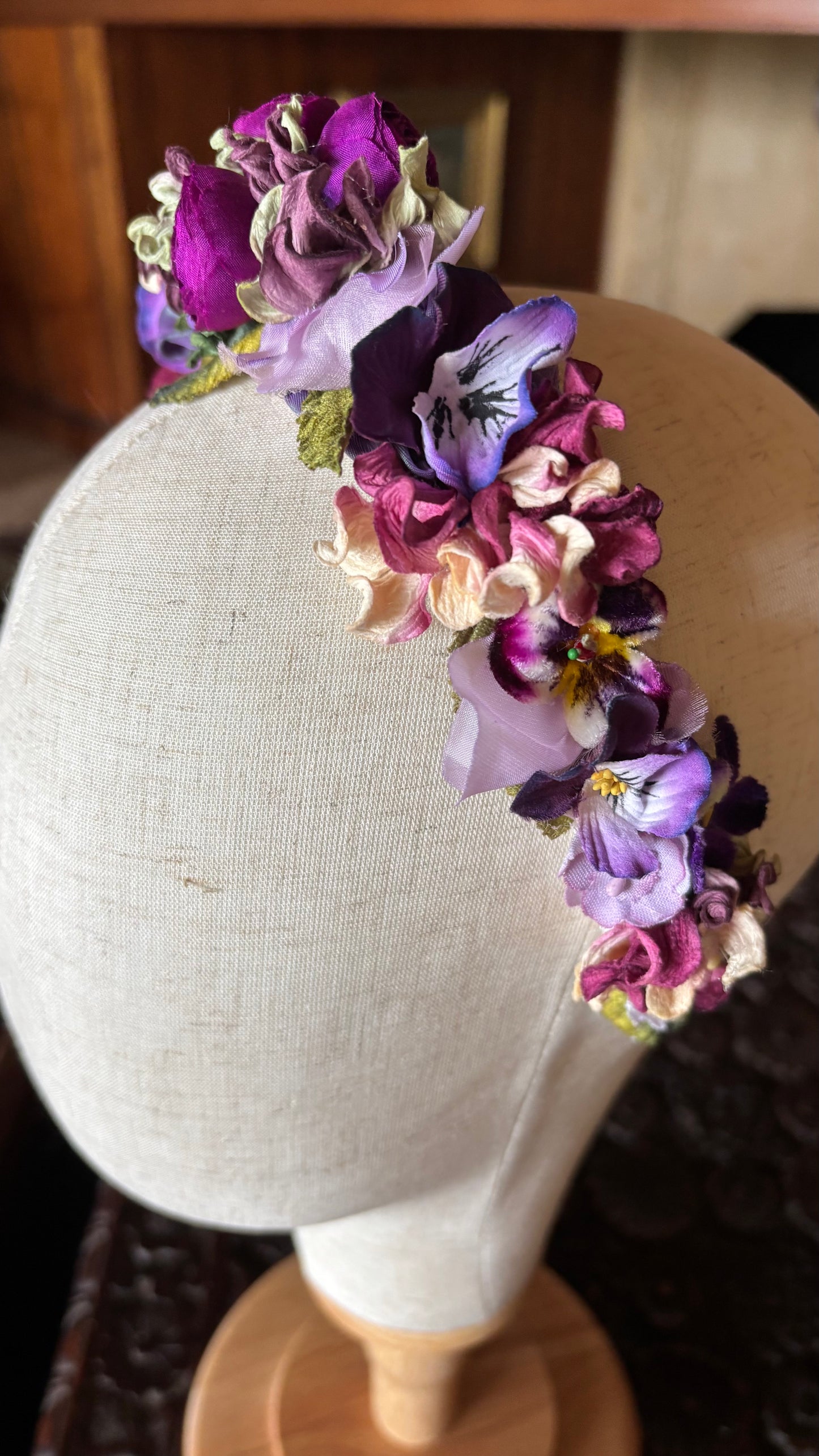 Violettes de Toulouse One-of-a-Kind Purple Violet Headband, 1"