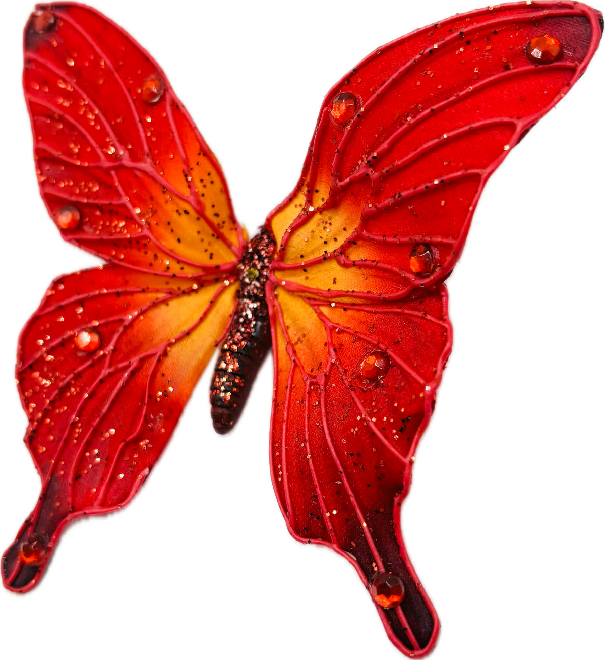 Vaness Red Butterfly Clip, 3"
