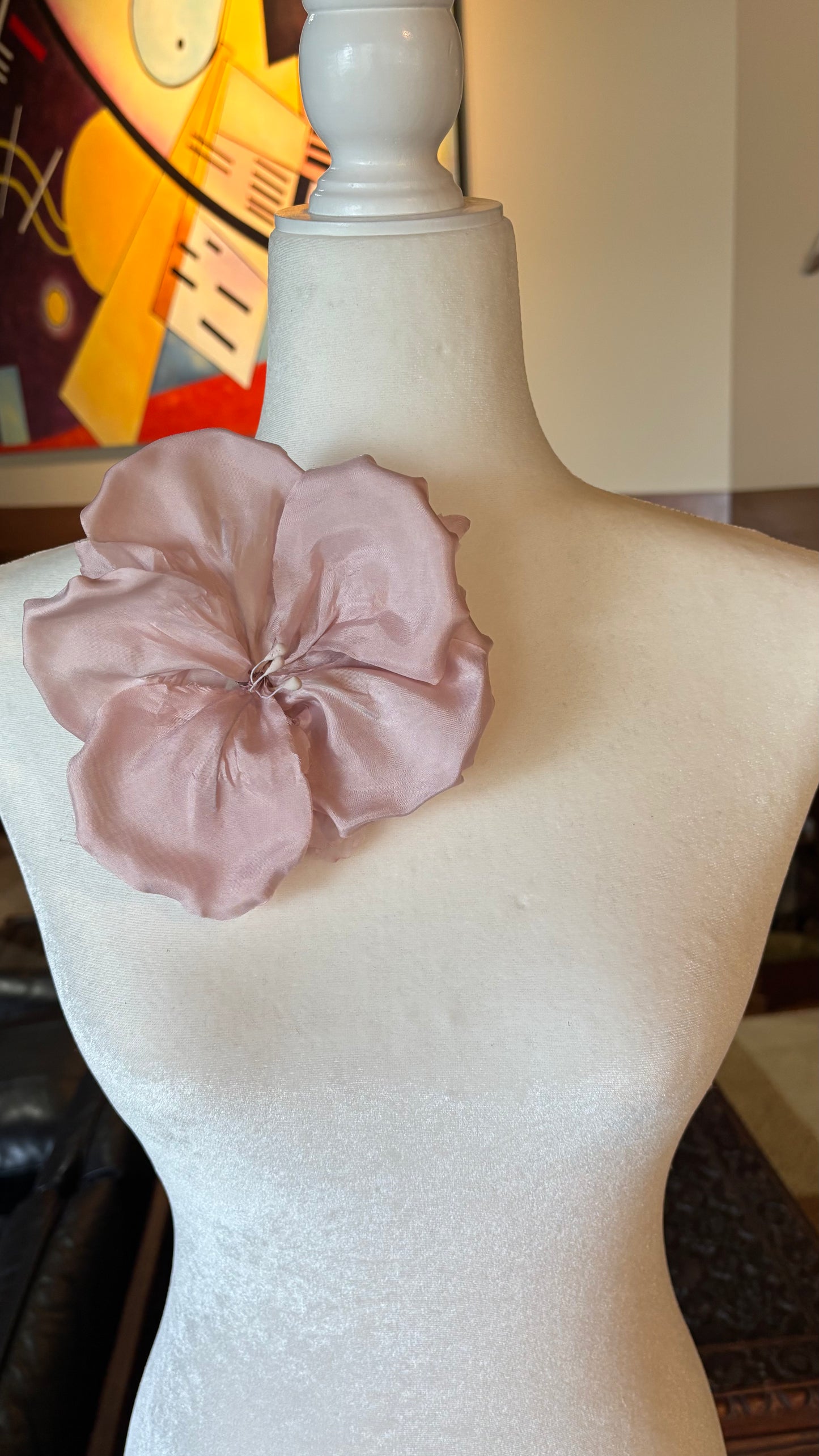 Estelle Navy Silk Blend Poppy Pin & Clip, 4"