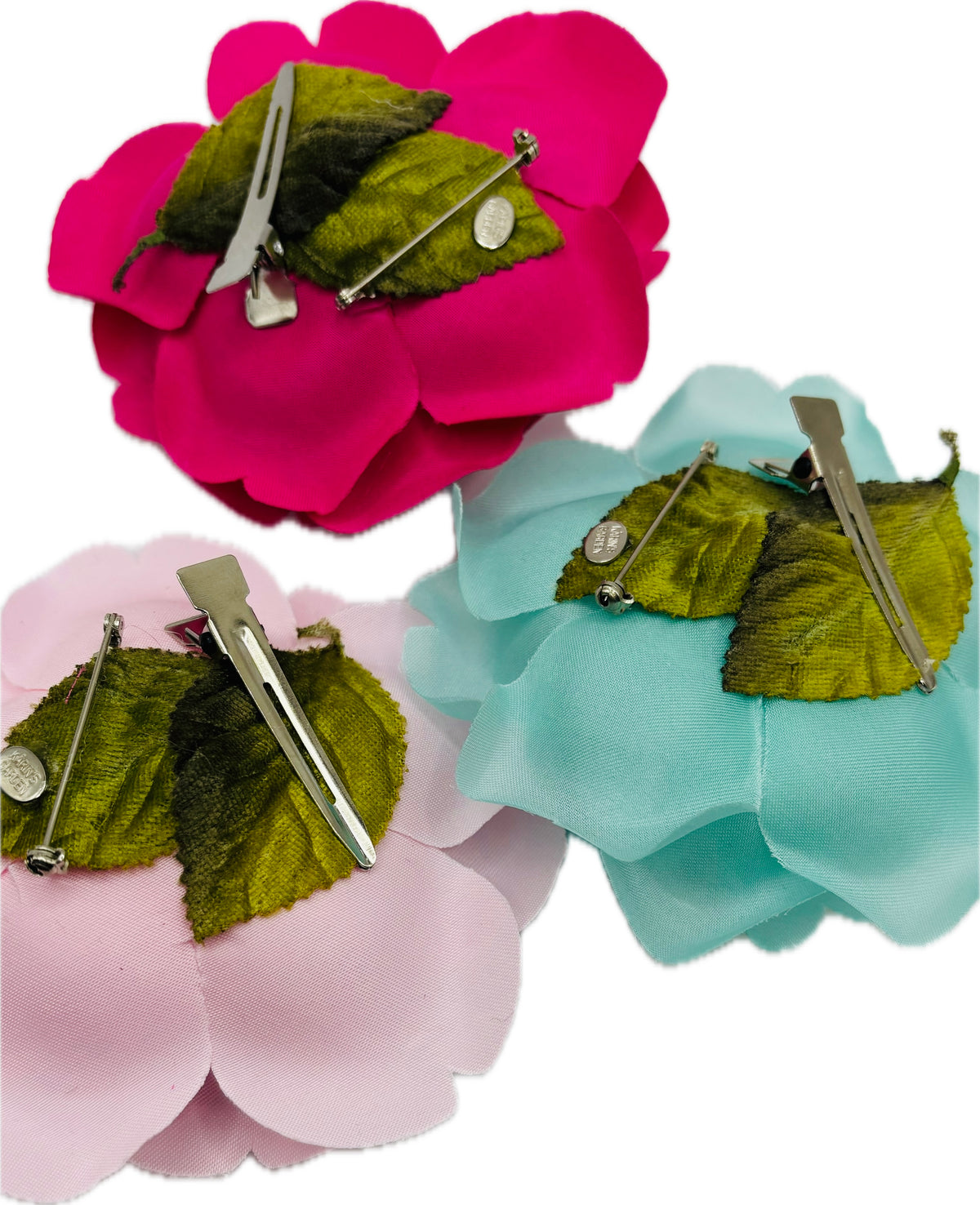 Beth Aqua Silk Rose Pin Brooch & Clip, 3.5" – Handmade