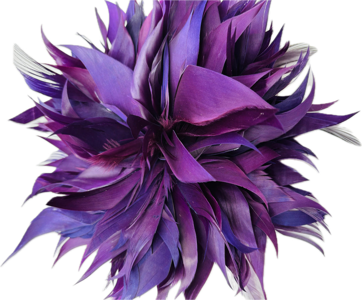 Josephine Purple Feather Brooch & Clip, 5"