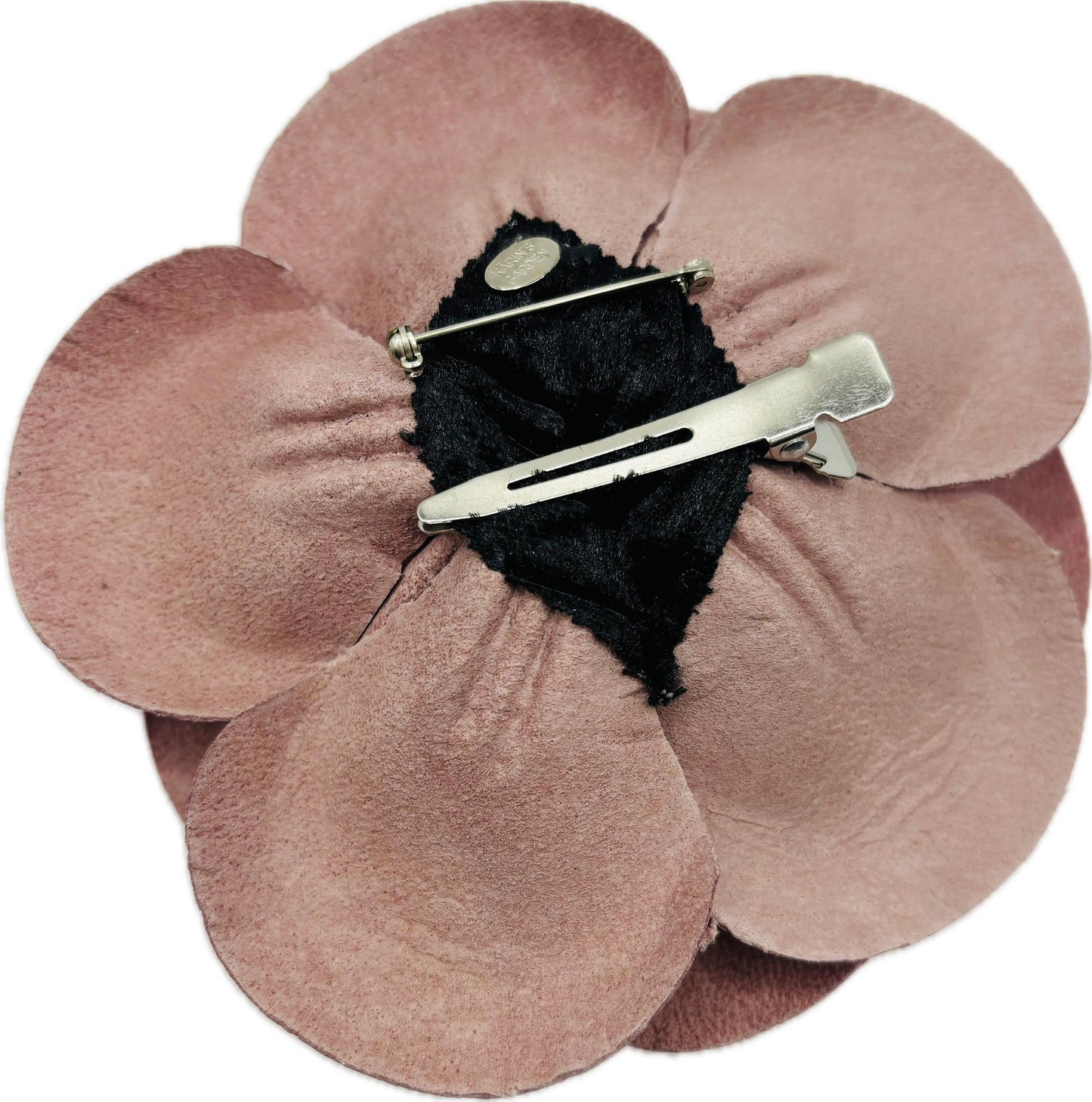 Kirsten Pink Metallic Italian Leather Rose Pin & Clip, 5" – Handmade