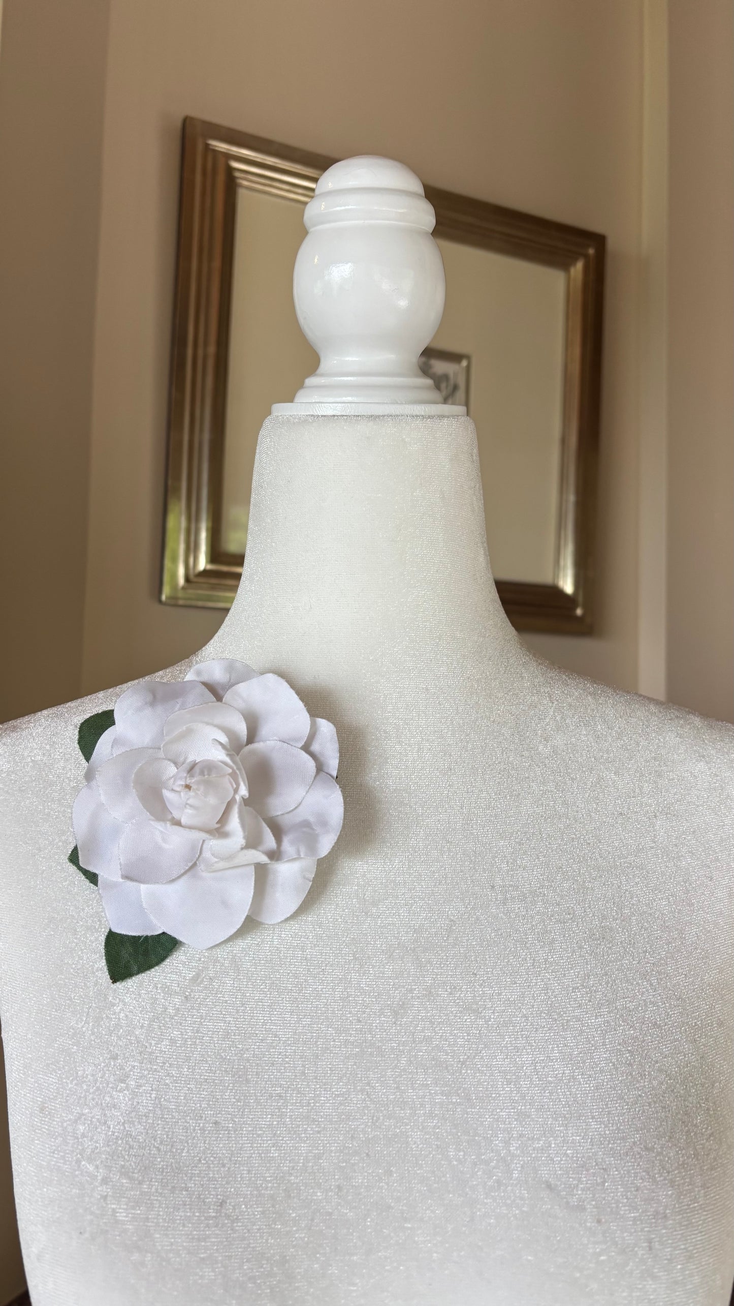 Karin's Garden Classic Vintage White Gardenia. Pin or Clip into Hair or Lapel.