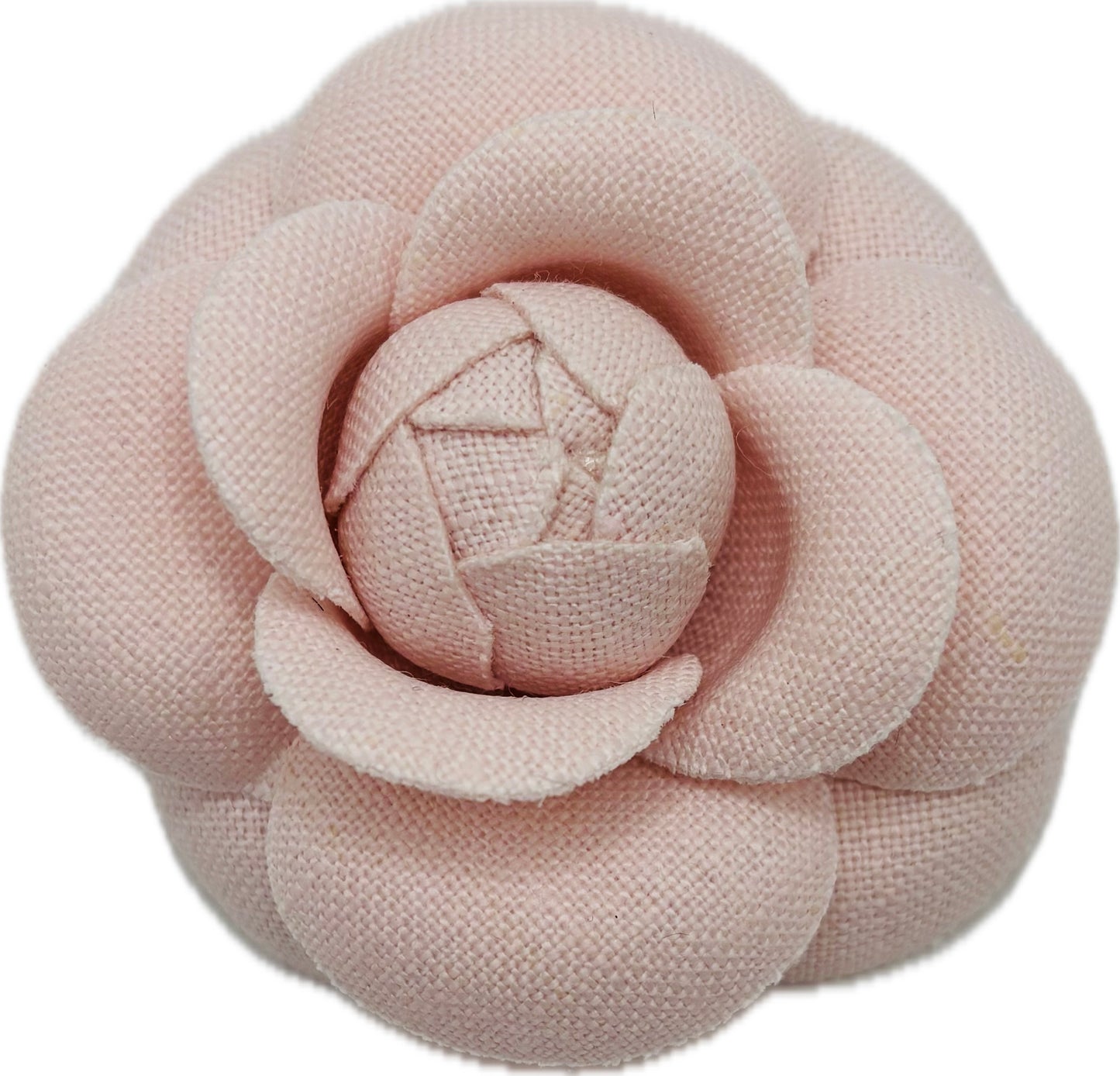 Audrey Blush Pink Linen Camellia Pin Brooch & Clip, 3"
