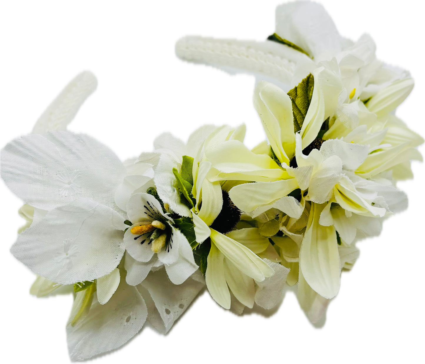 Daisies Don't Tell One-of-a-Kind White Floral Headband, 1"