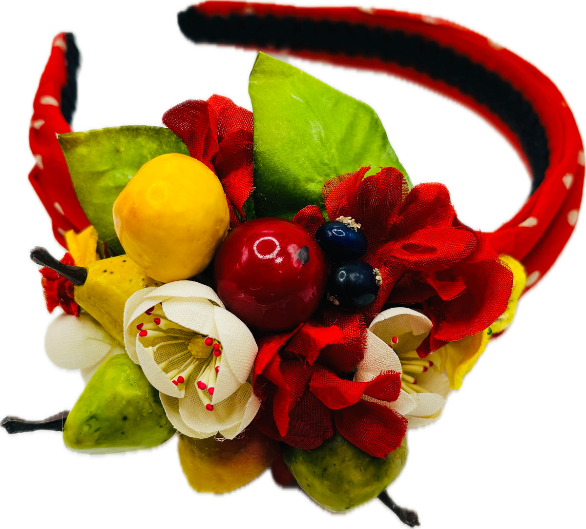Tooti-Fruity One-of-a-Kind Red Polka Dot Silk Headband, 1"