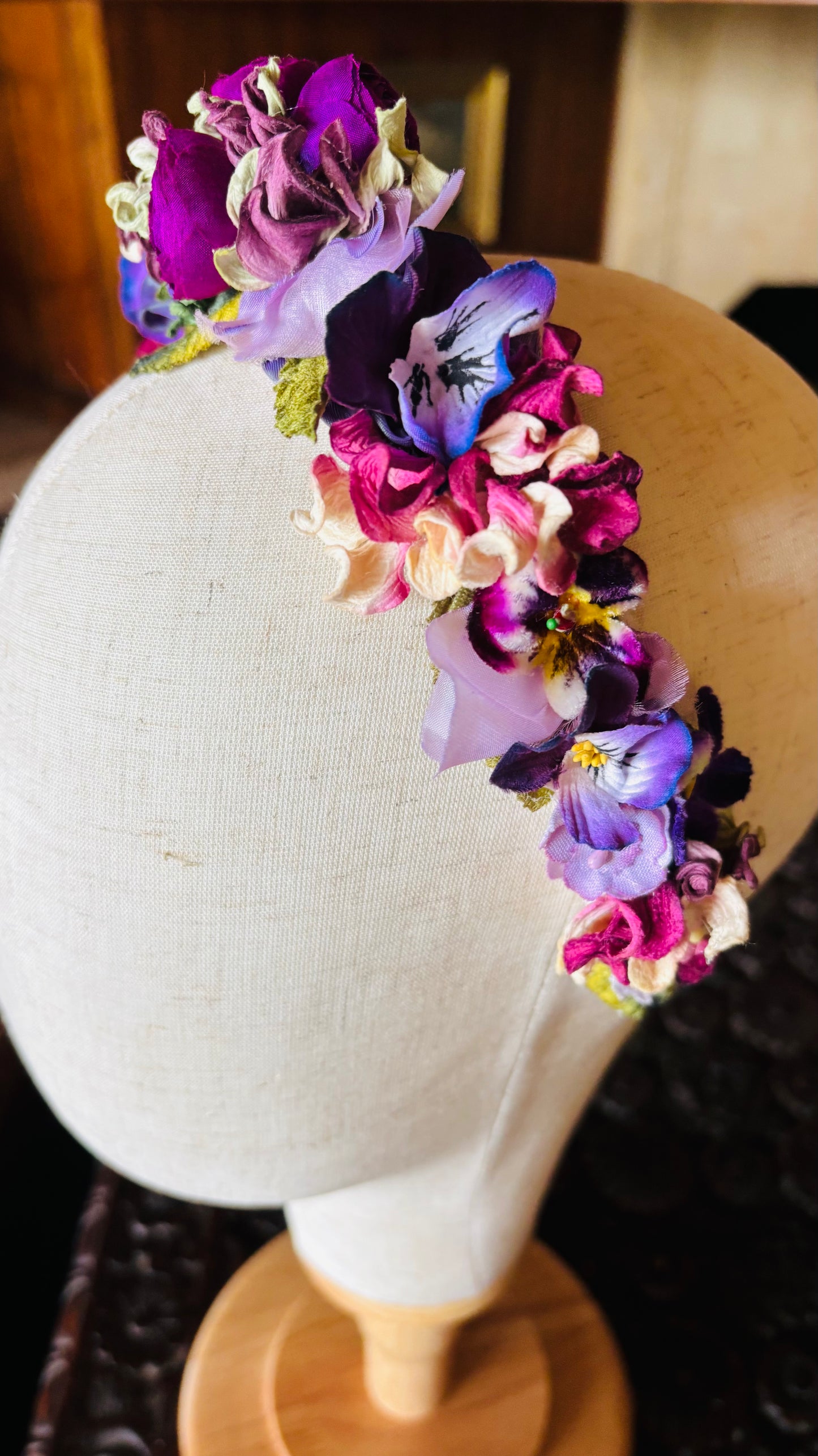 Violettes de Toulouse One-of-a-Kind Purple Violet Headband, 1"