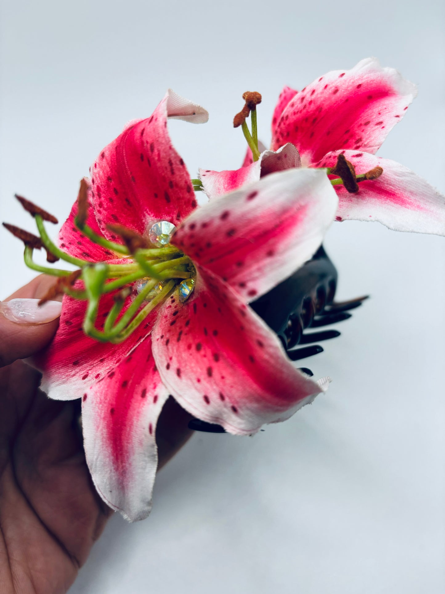 Ophelia Fuchsia Tiger Lily Claw Clip with Crystals, 4"