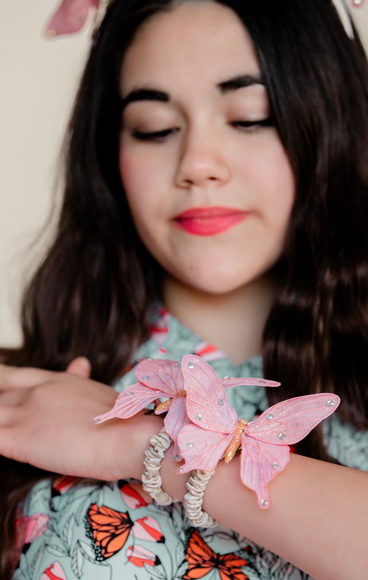 Vanessa Pink Butterfly Clip, 3"